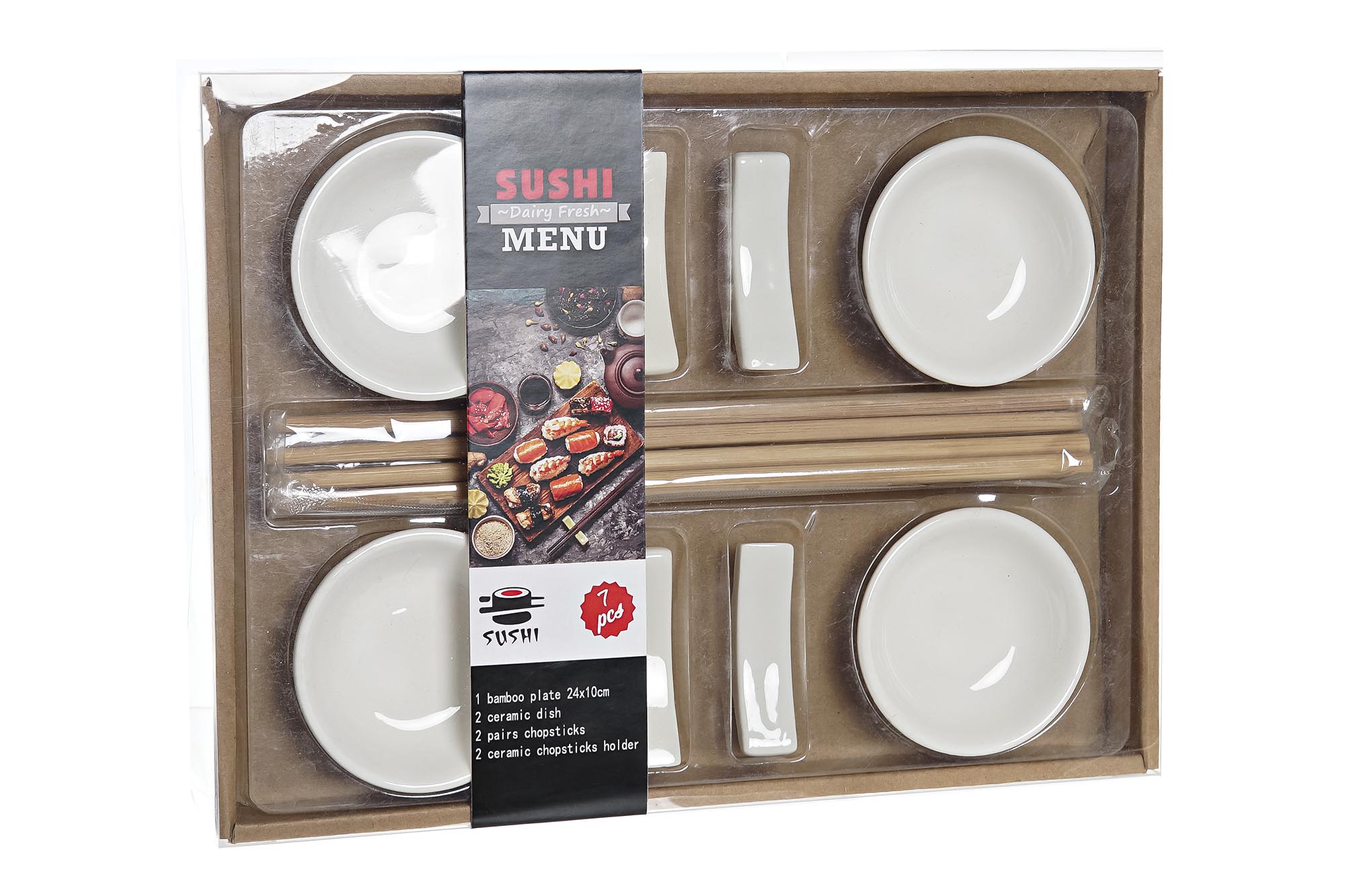 SUSHI SET 12 GRES BAMBU 27,3X20,3X2,5 BLANCO