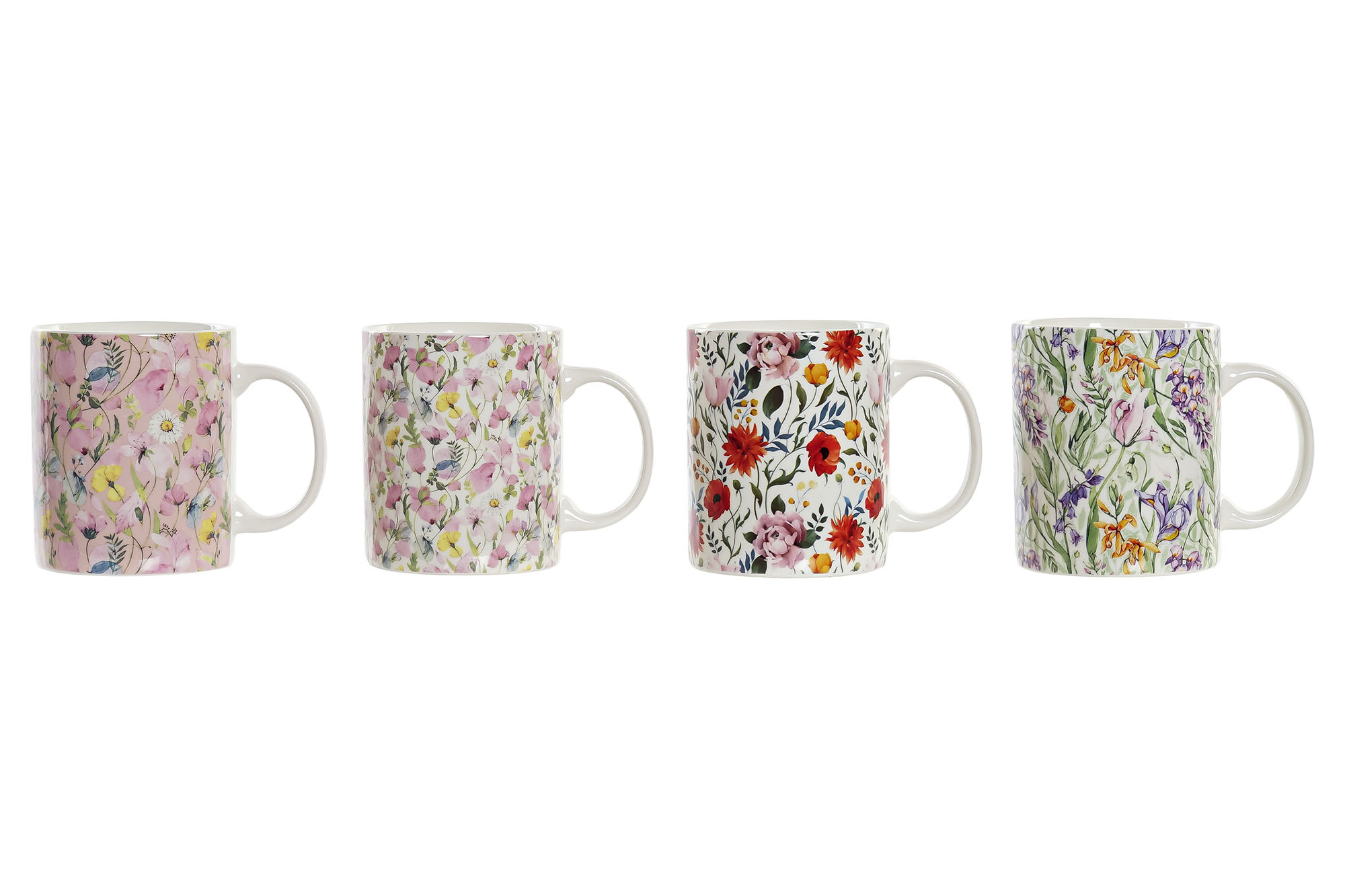 MUG PORCELANA NEW BONE 12X8X9 320ML FLORES 4 SURT.