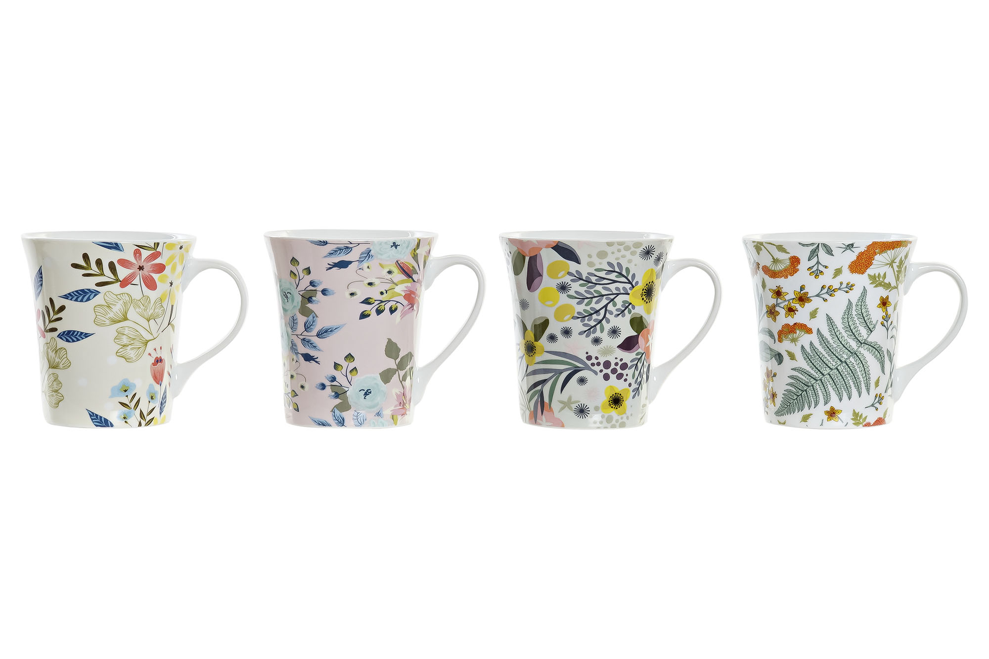 MUG PORCELANA 12X9X10 360ML, FLORES 4 SURT.