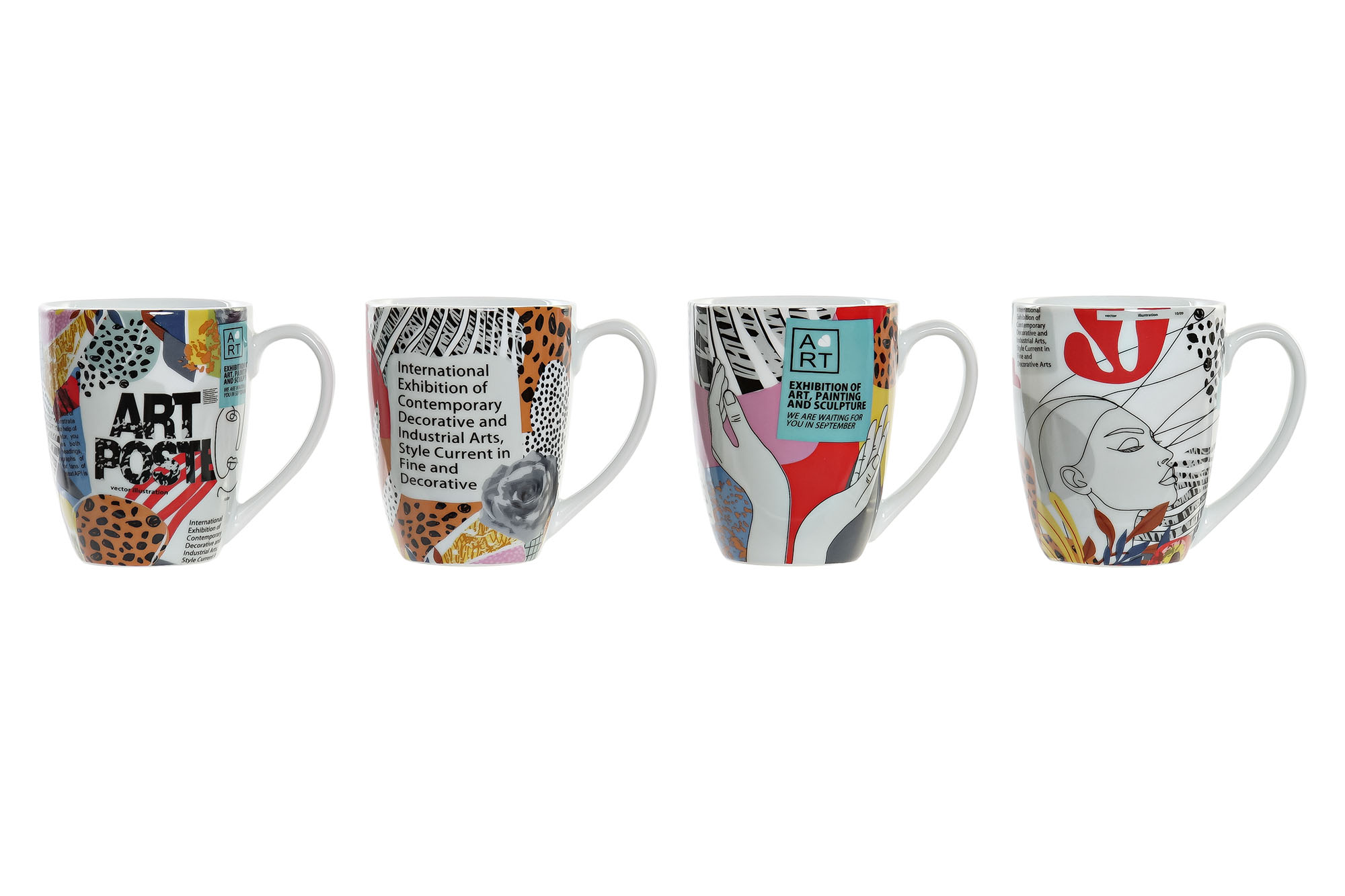 MUG PORCELANA 12X8,5X10,4 360ML MODERNO 4 SURT.