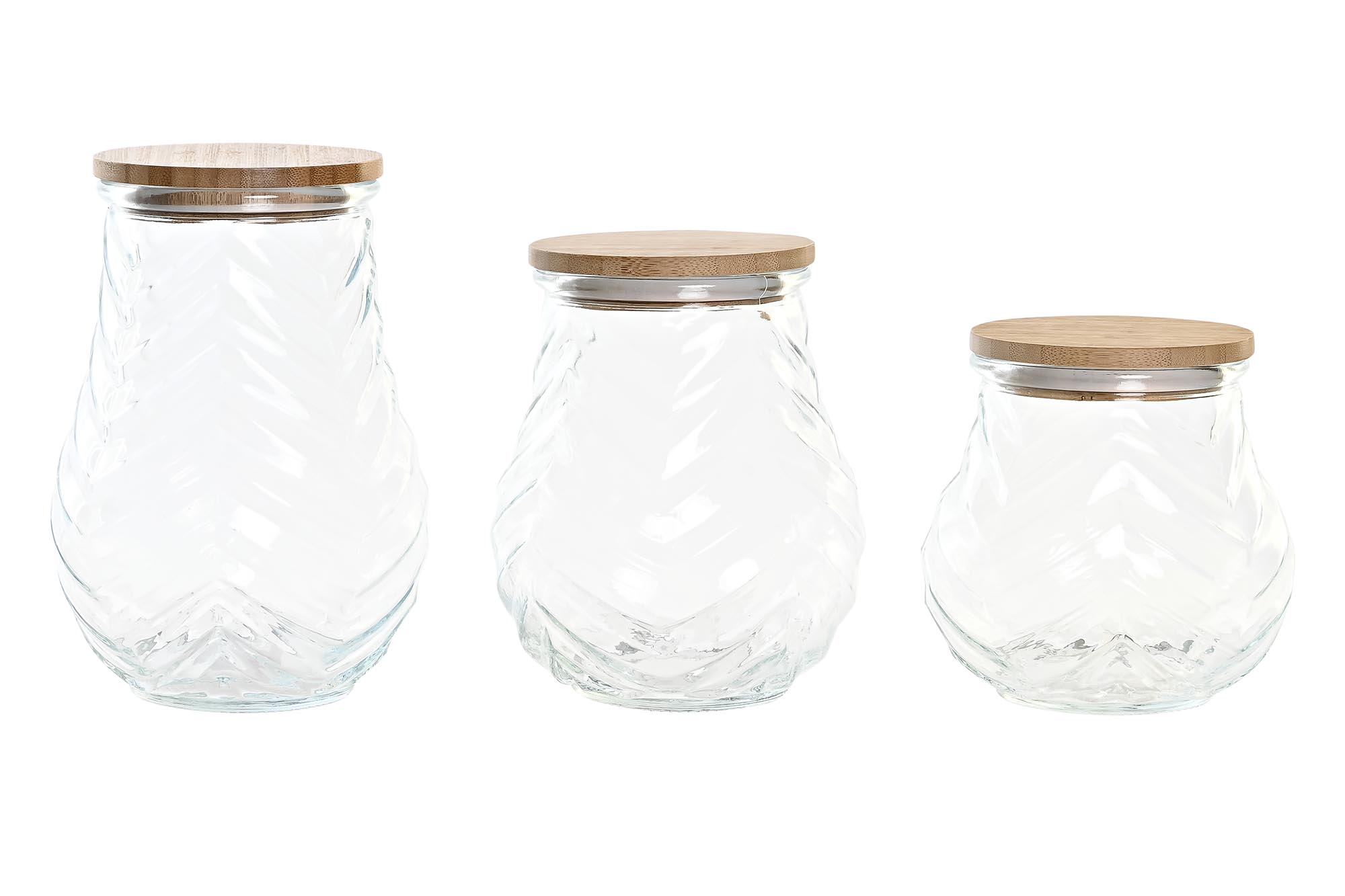 BOTE SET 3 CRISTAL BAMBU 13X13X19,5 1,5L/1,2L/1L