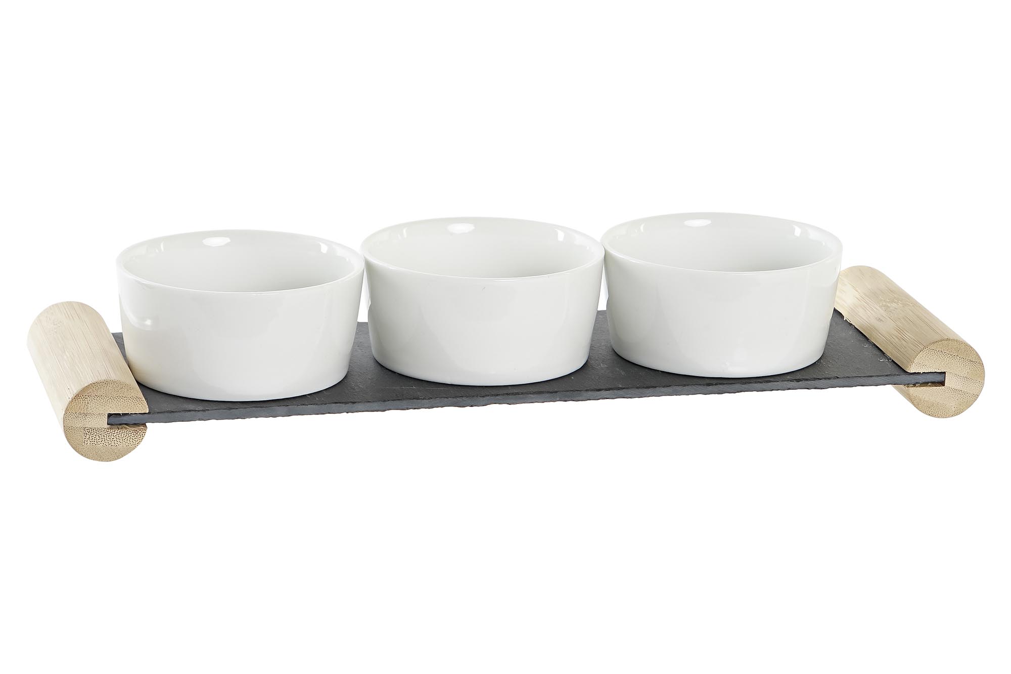 TABLA APERITIVO SET 4 GRES PIZARRA 33X10X5,8 NEGRO