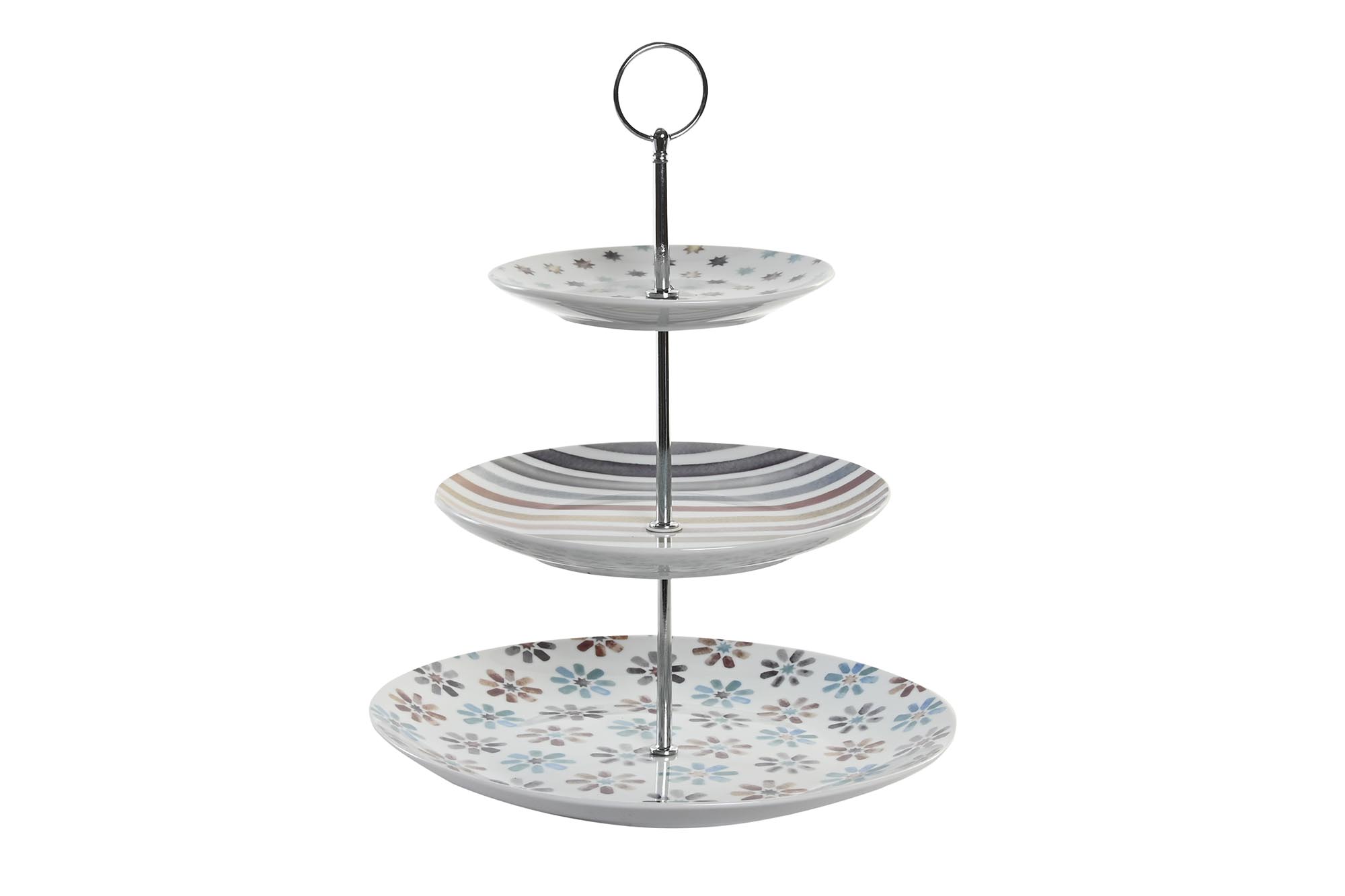 FRUTERO PORCELANA METAL 27X27X34 3PISOS MULTICOLOR