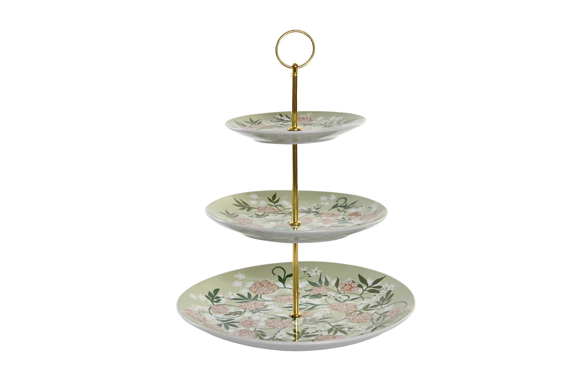 FRUTERO PORCELANA METAL 27X27X34 3PISOS VERDE