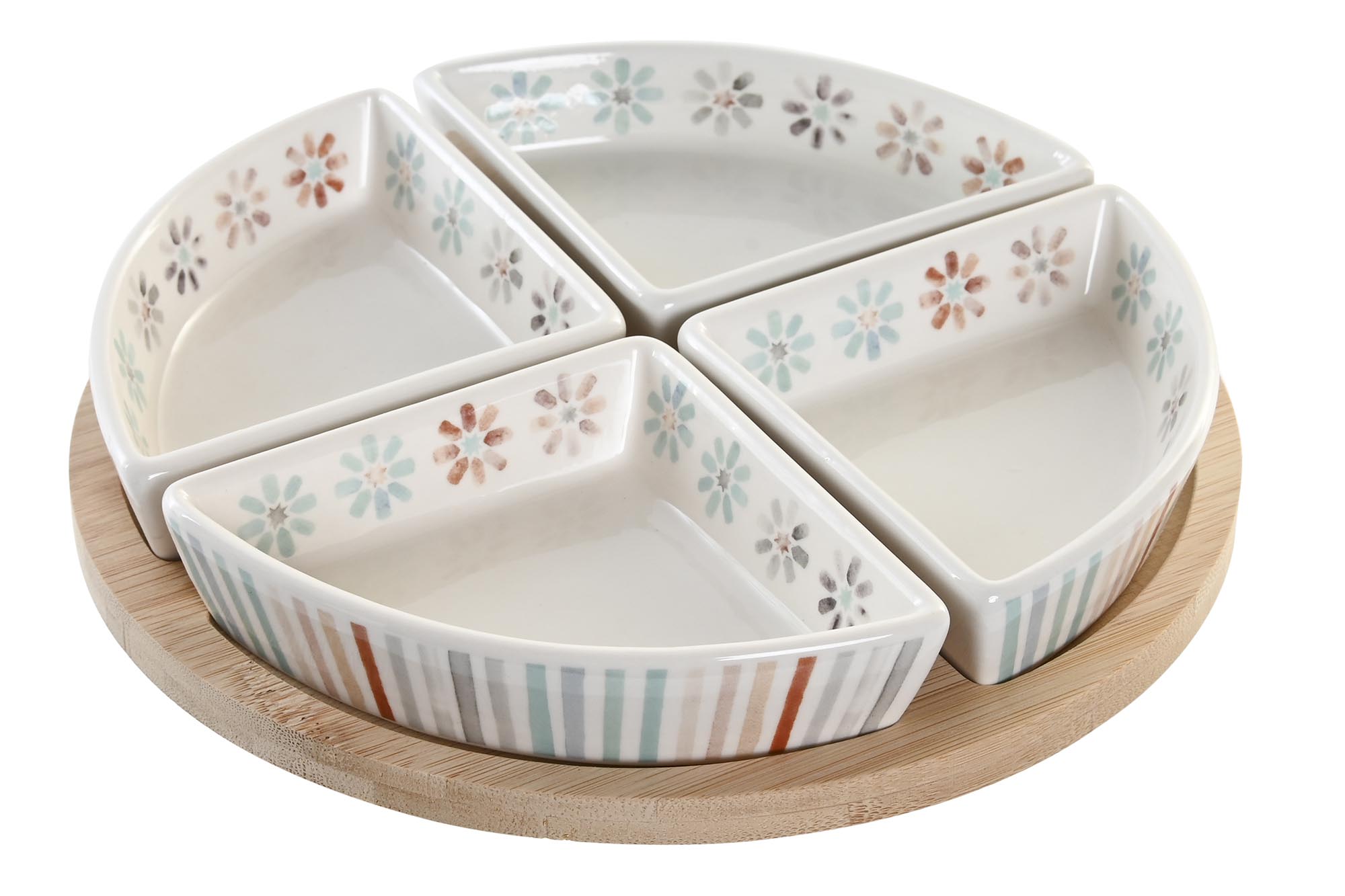 APERITIVO SET 5 GRES BAMBU 21,5X21,5X1 MULTICOLOR