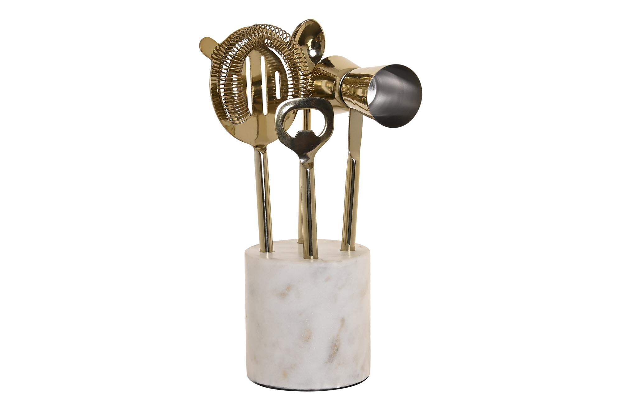 COCTEL SET 4 INOX MARMOL 10X3X21 BLANCO