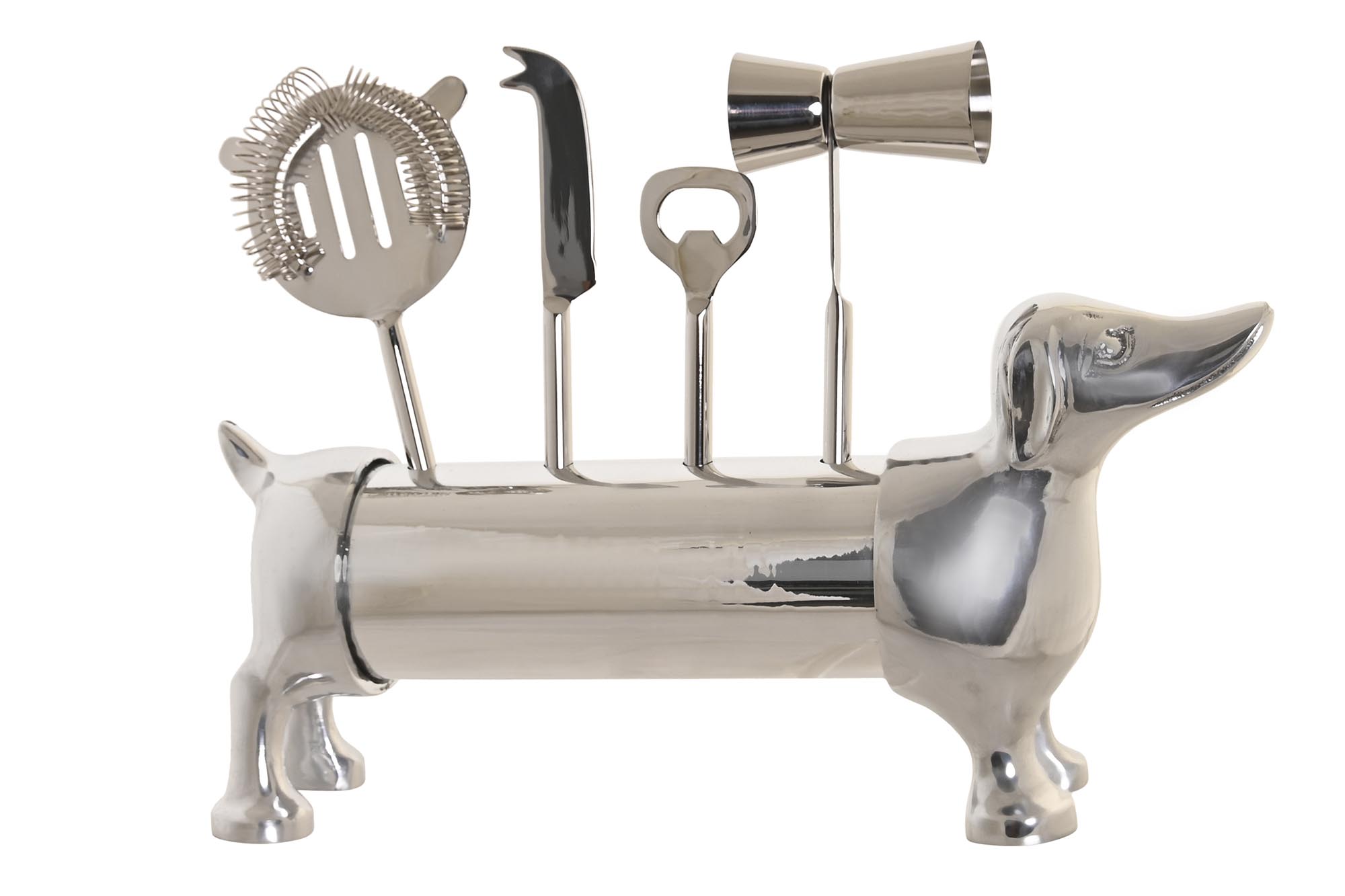 COCTEL SET 4 INOX 37X9X18 PERRO CROMADO PLATEADO