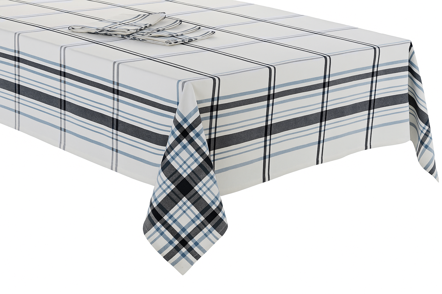 MANTEL SET 9 ALGODON 250X150X0,5 CUADROS AZUL