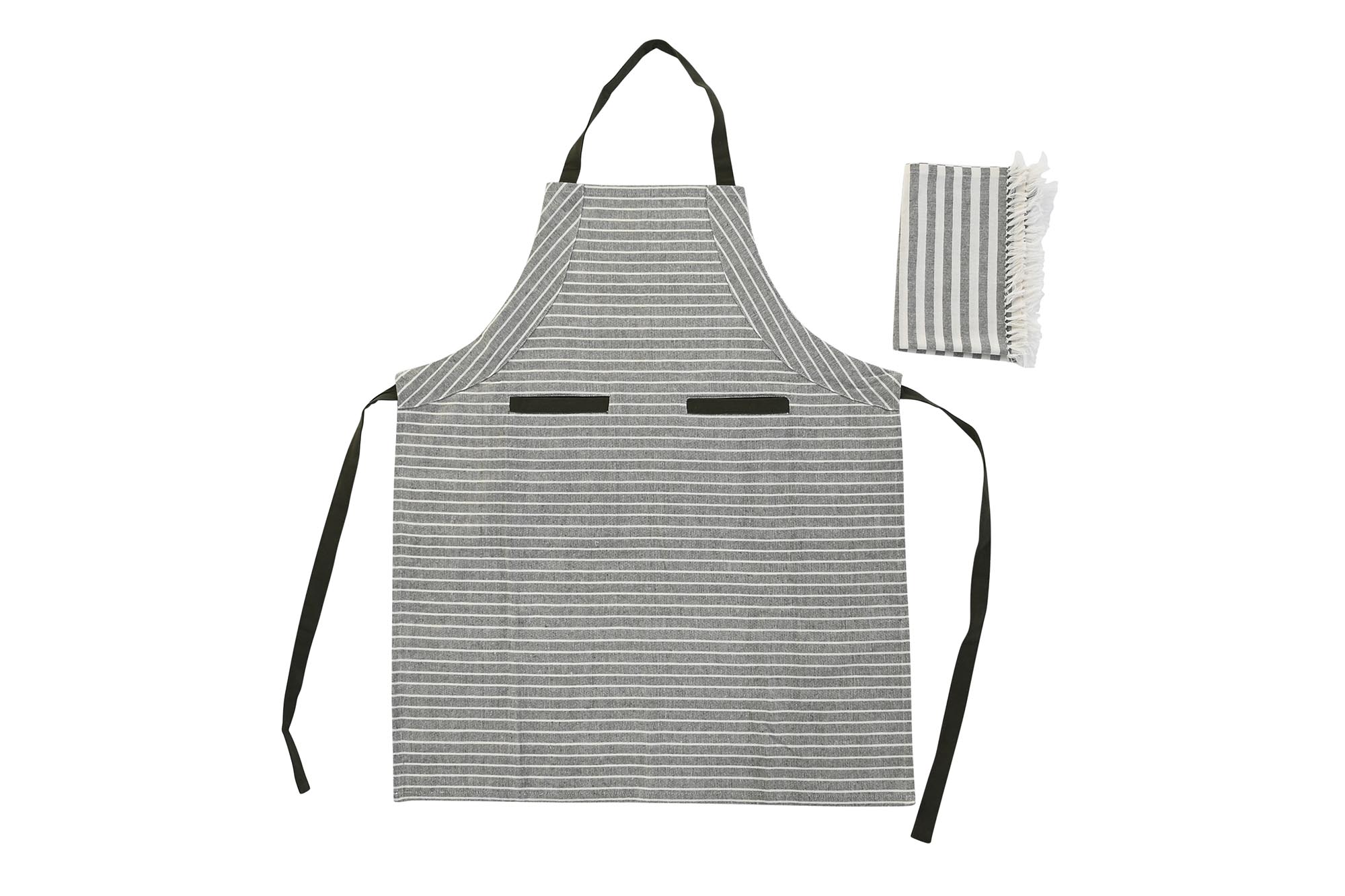 DELANTAL SET 2 ALGODON 70X1X85 200GSM, RAYAS VERDE