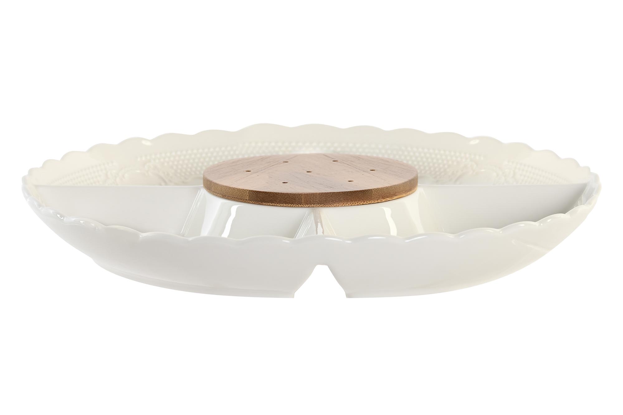 BANDEJA PORCELANA BAMBU 25,5X25,5X3 BLANCO