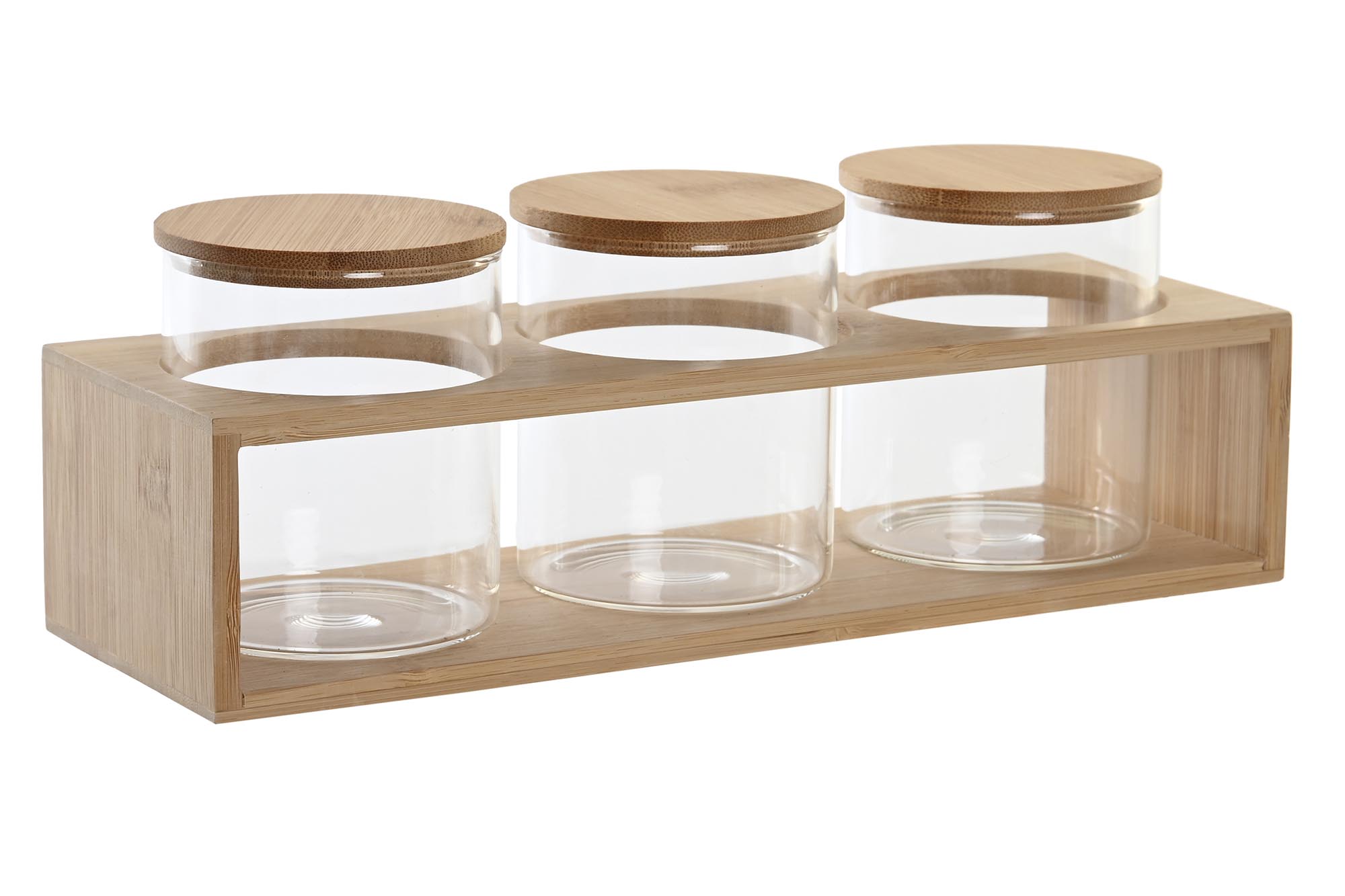 BOTE SET 3 BOROSILICATO BAMBU 31X11X11,5 9X10,3