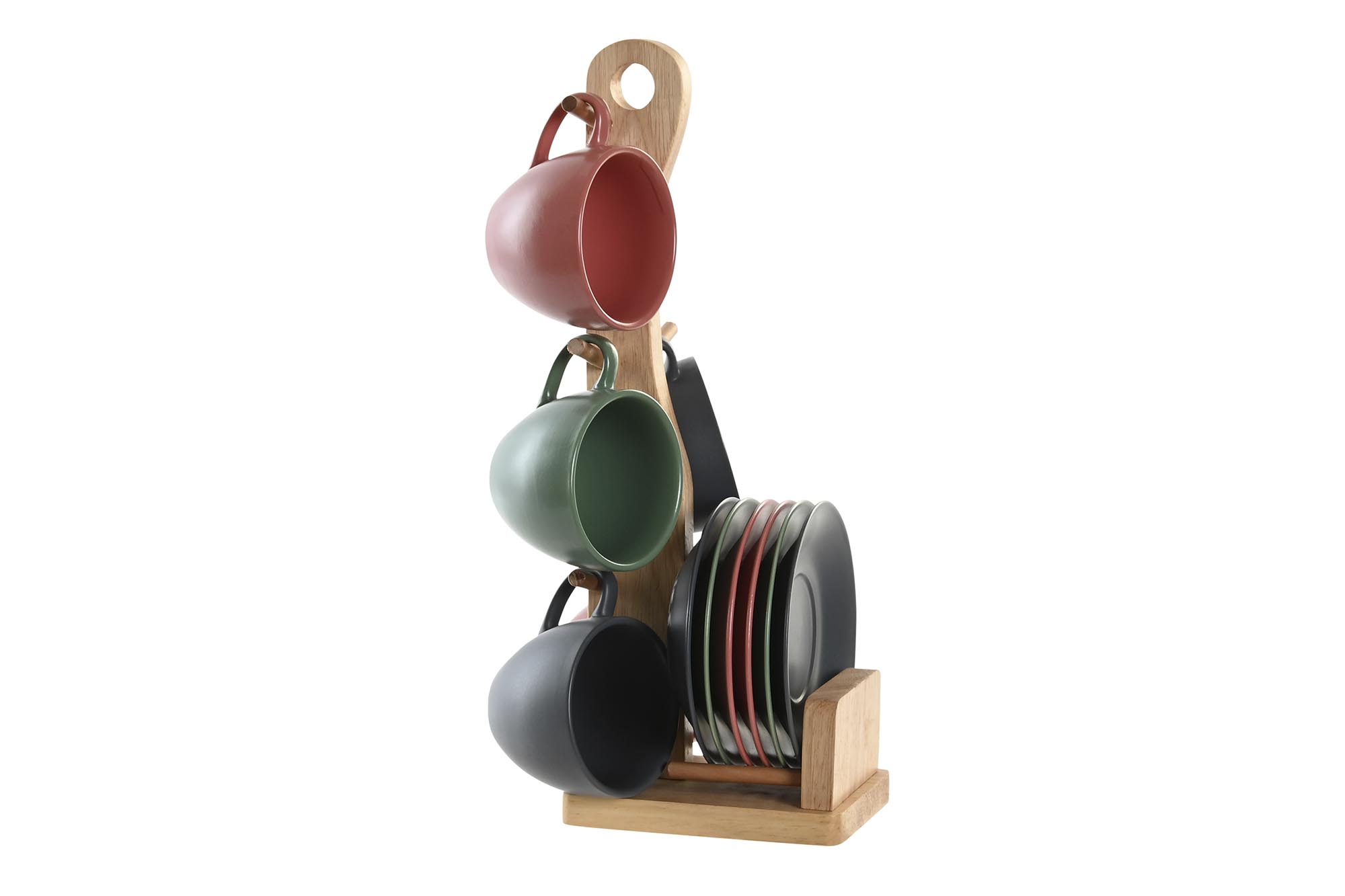 CAFE SET 6 GRES RUBBERWOOD 16X17X35 150 ML, VERDE