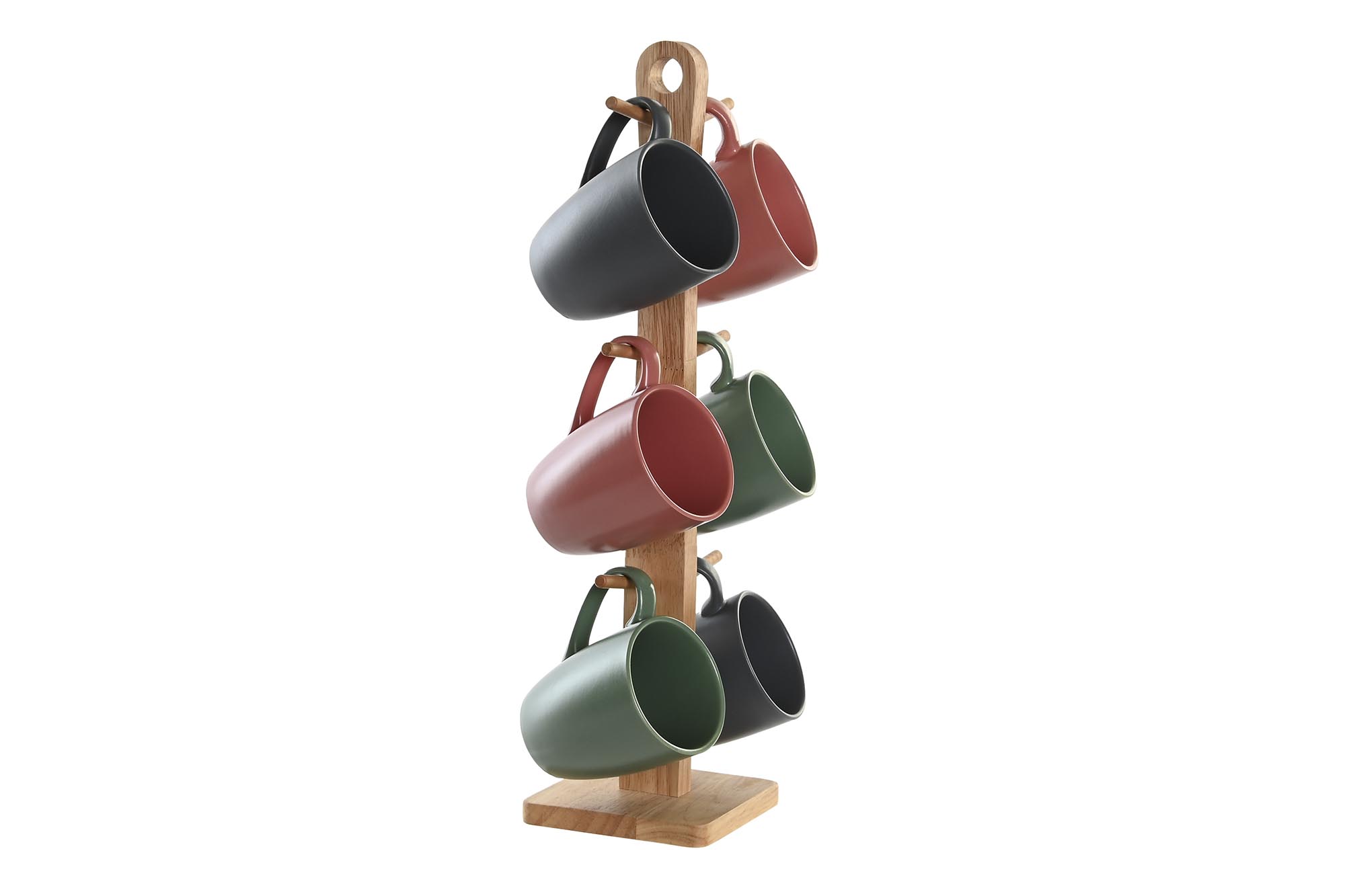 MUG SET 6 GRES RUBBERWOOD 17X12X39 160 ML, VERDE
