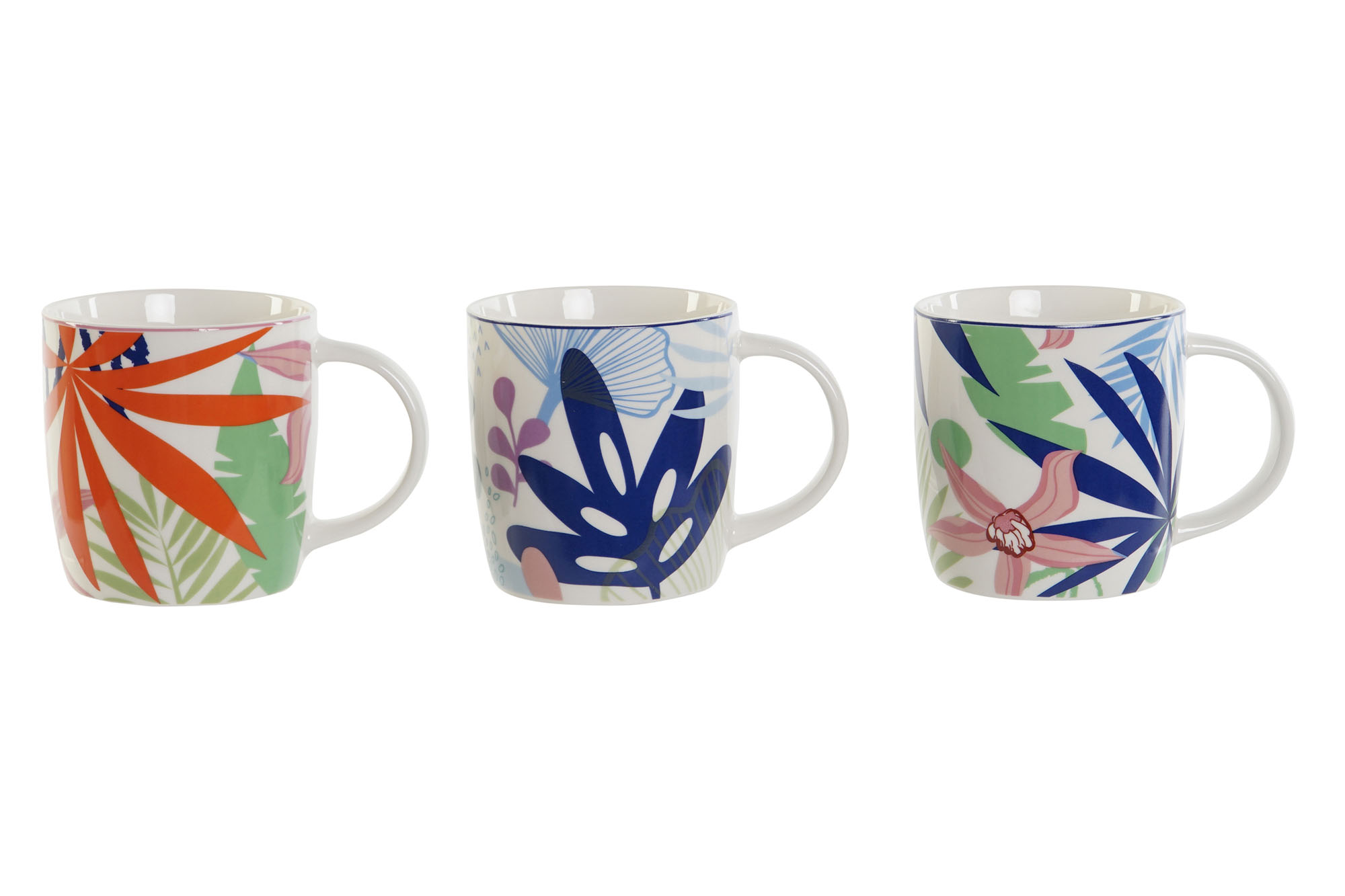 MUG PORCELANA 8,5X7,5X9 350ML, HOJAS 3 SURT.