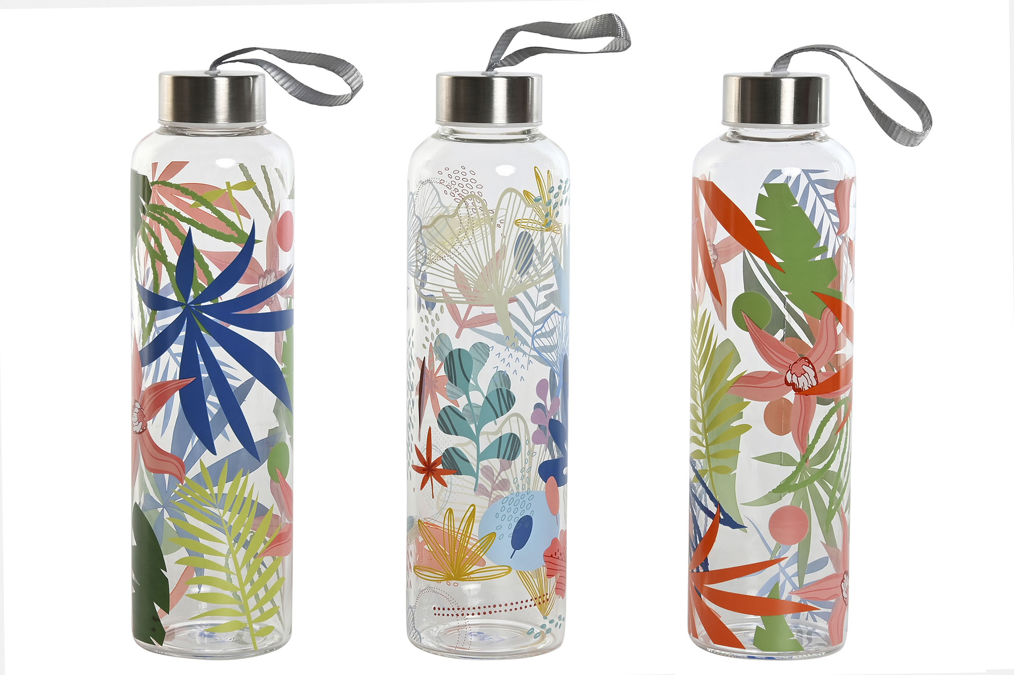 BOTELLA BOROSILICATO 6,5X6,5X23 550ML, 3 SURT.