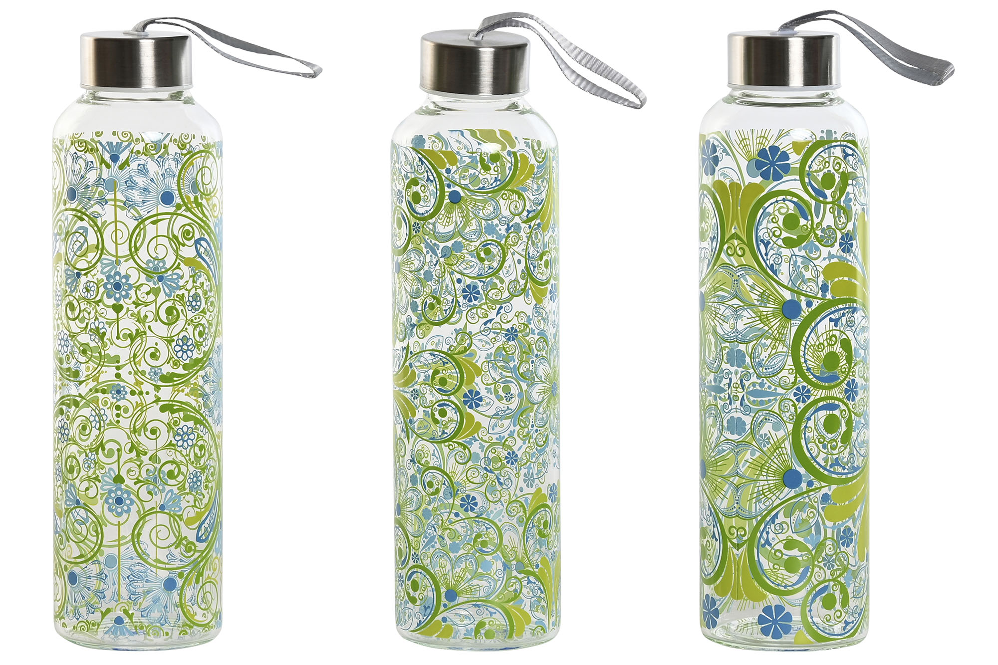 BOTELLA BOROSILICATO 6,5X6,5X23 550ML, 3 SURT.