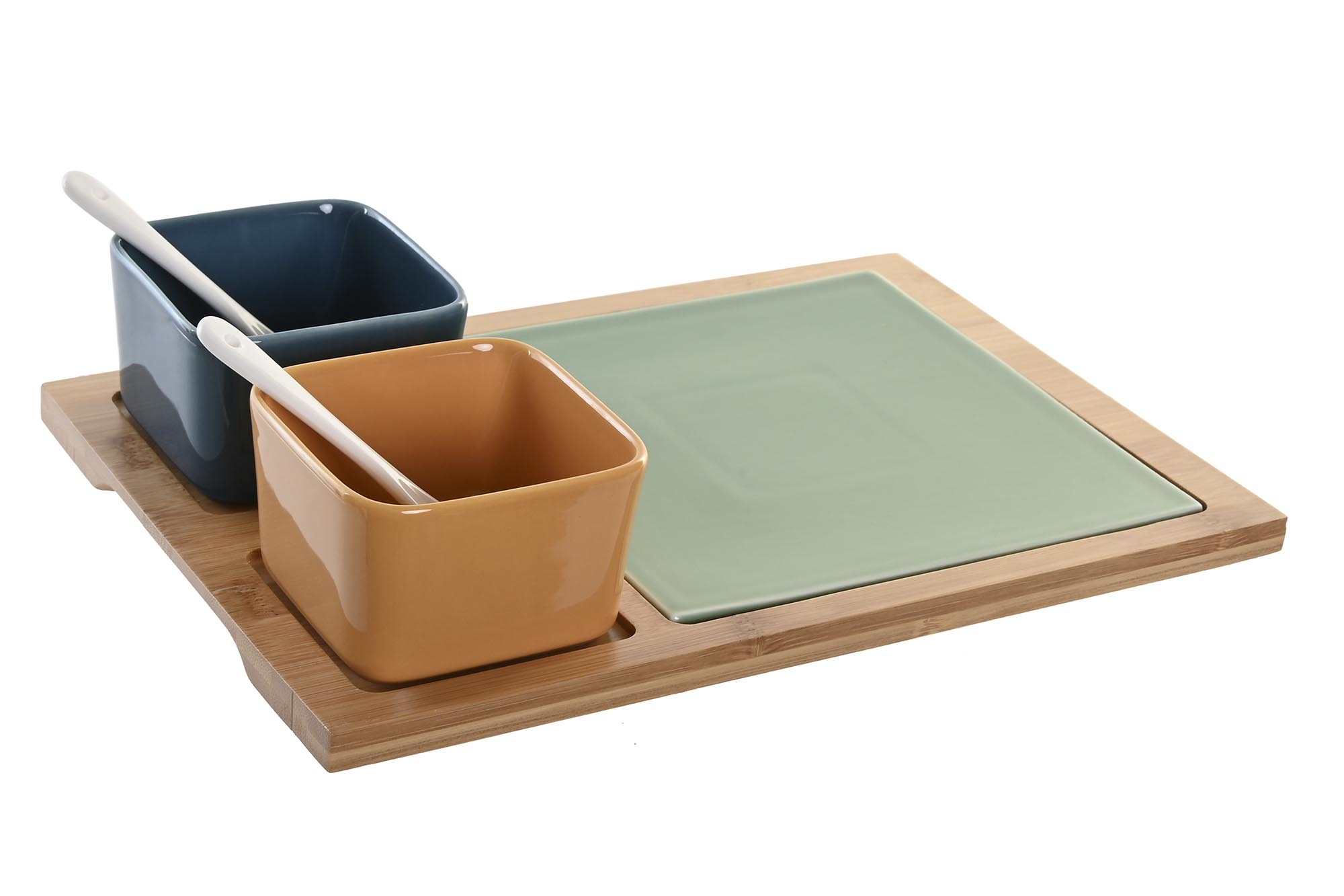 APERITIVO SET 6 BAMBU PORCELANA 31X21X6 MULTICOLOR