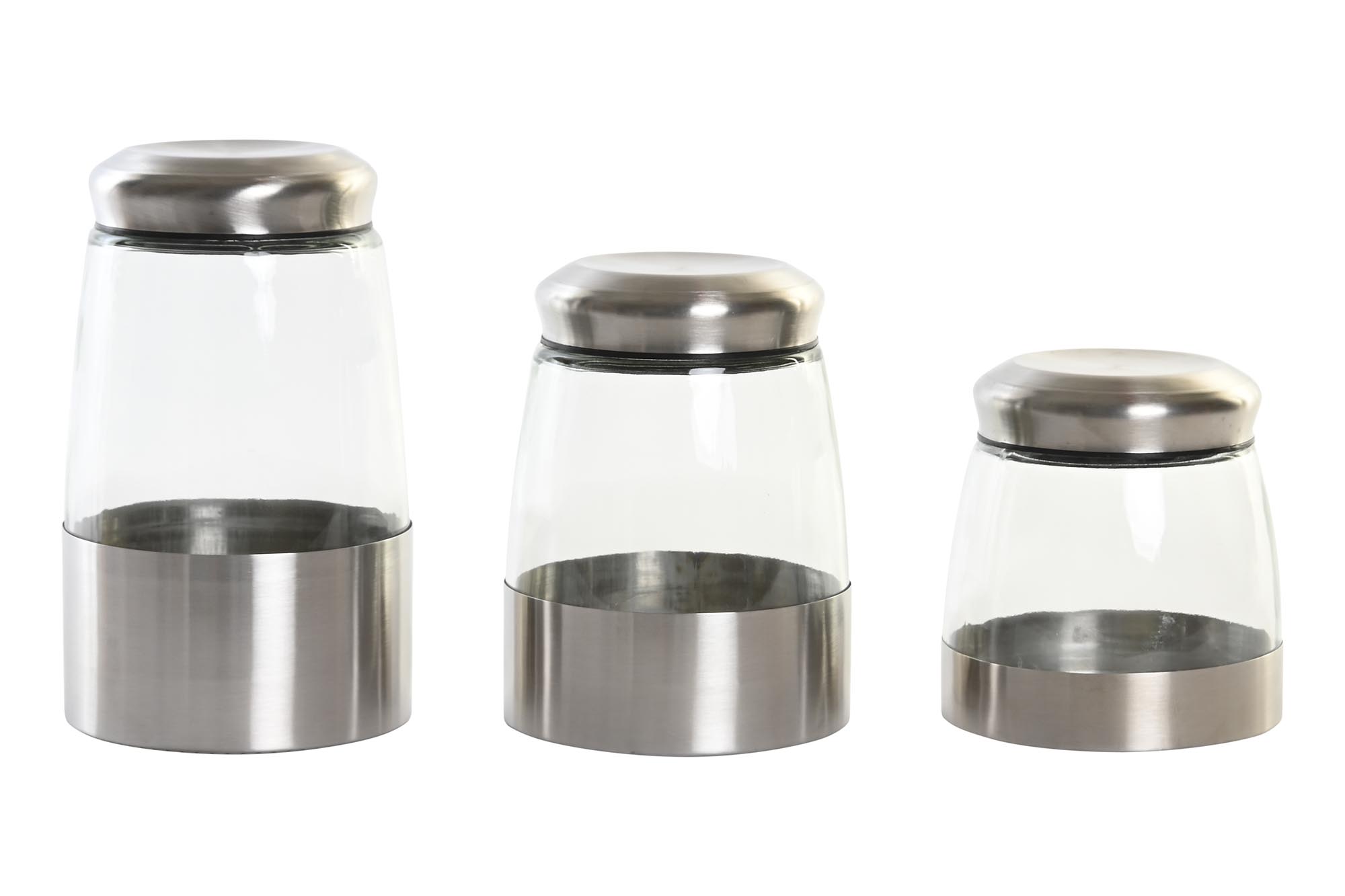 BOTE SET 3 CRISTAL INOX 12,5X12,5X21 PLATEADO