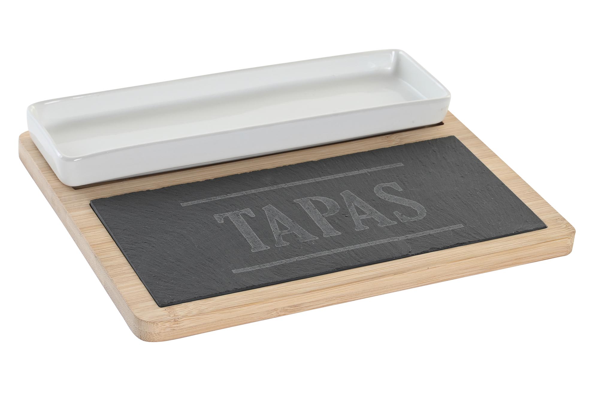 TABLA APERITIVO SET 3 BAMBU PIZARRA 24X7X2,5 TAPAS