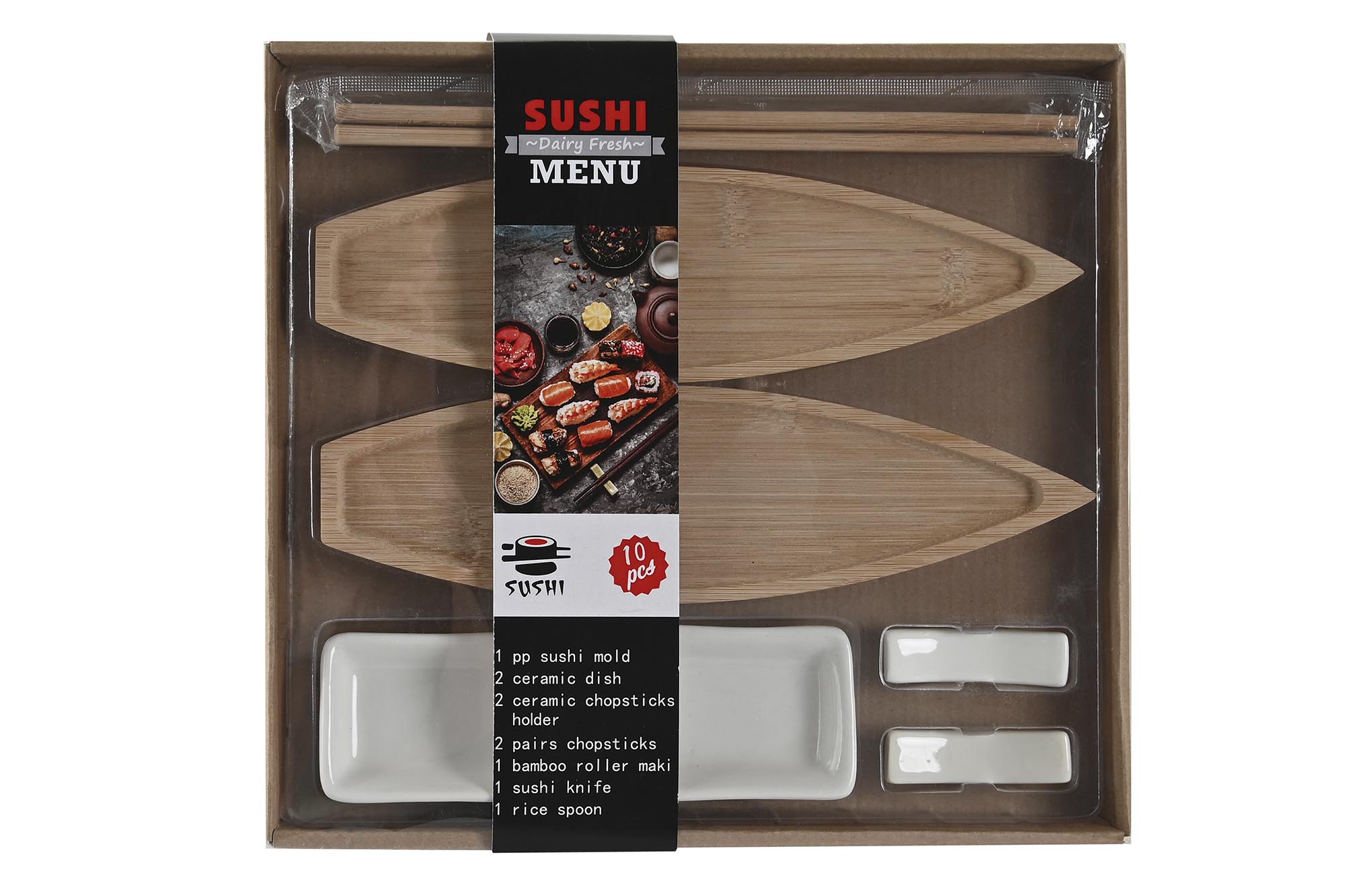 SUSHI SET 8 BAMBU CERAMICA 8X5X2 NATURAL