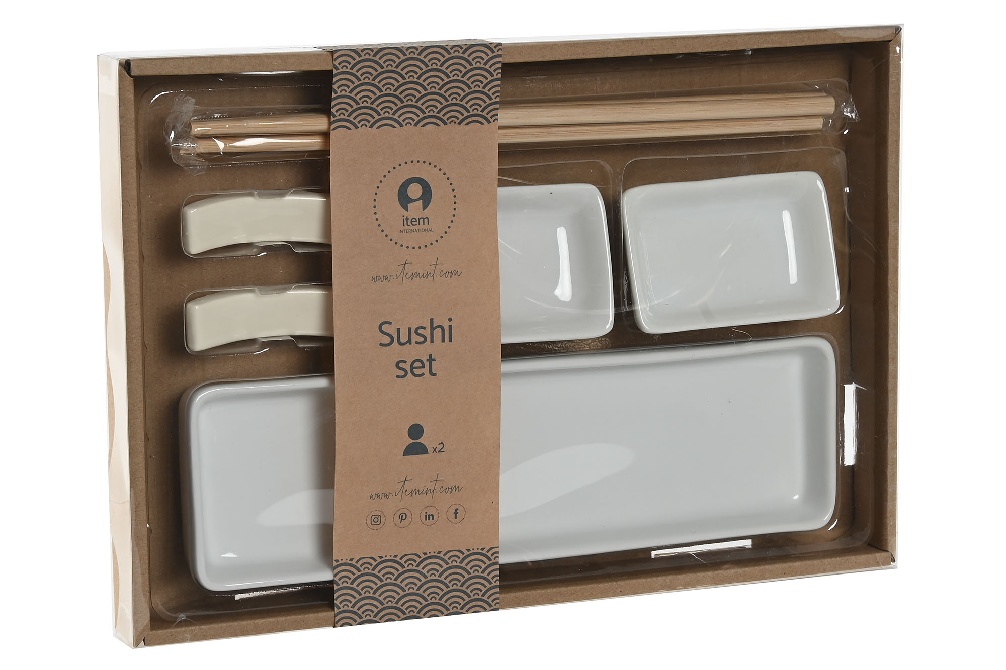 SUSHI SET 7 GRES BAMBU 24X7X2 BLANCO
