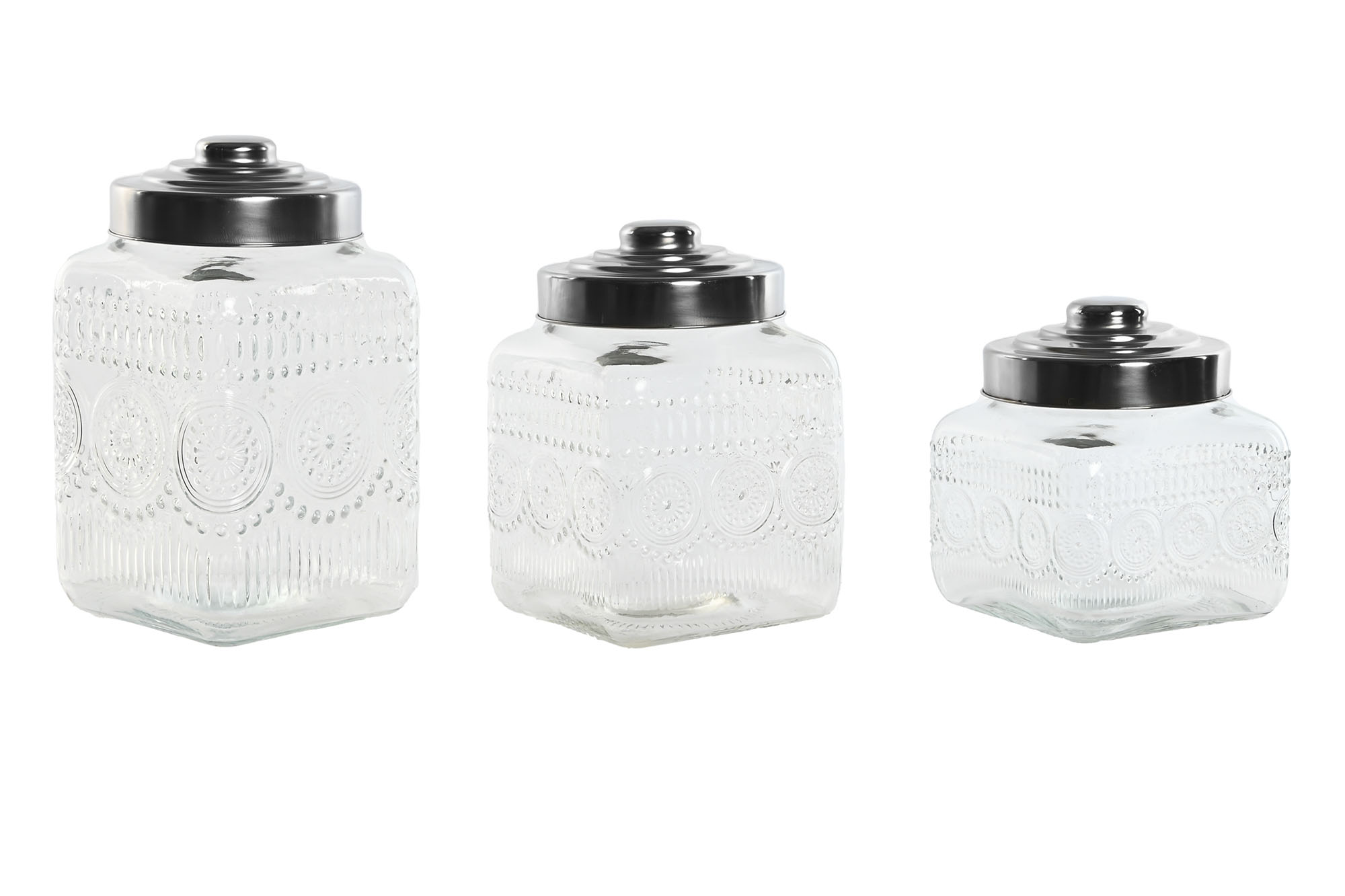 BOTE SET 3 CRISTAL METAL 12,5X12,5X22,5 3,2L