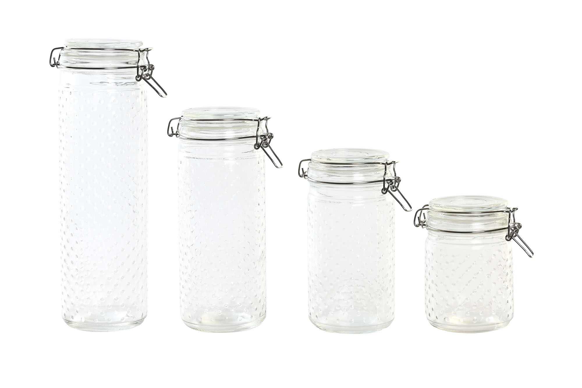 BOTE SET 4 CRISTAL INOX 10X10X33 2L 1,4/1,1/760ML