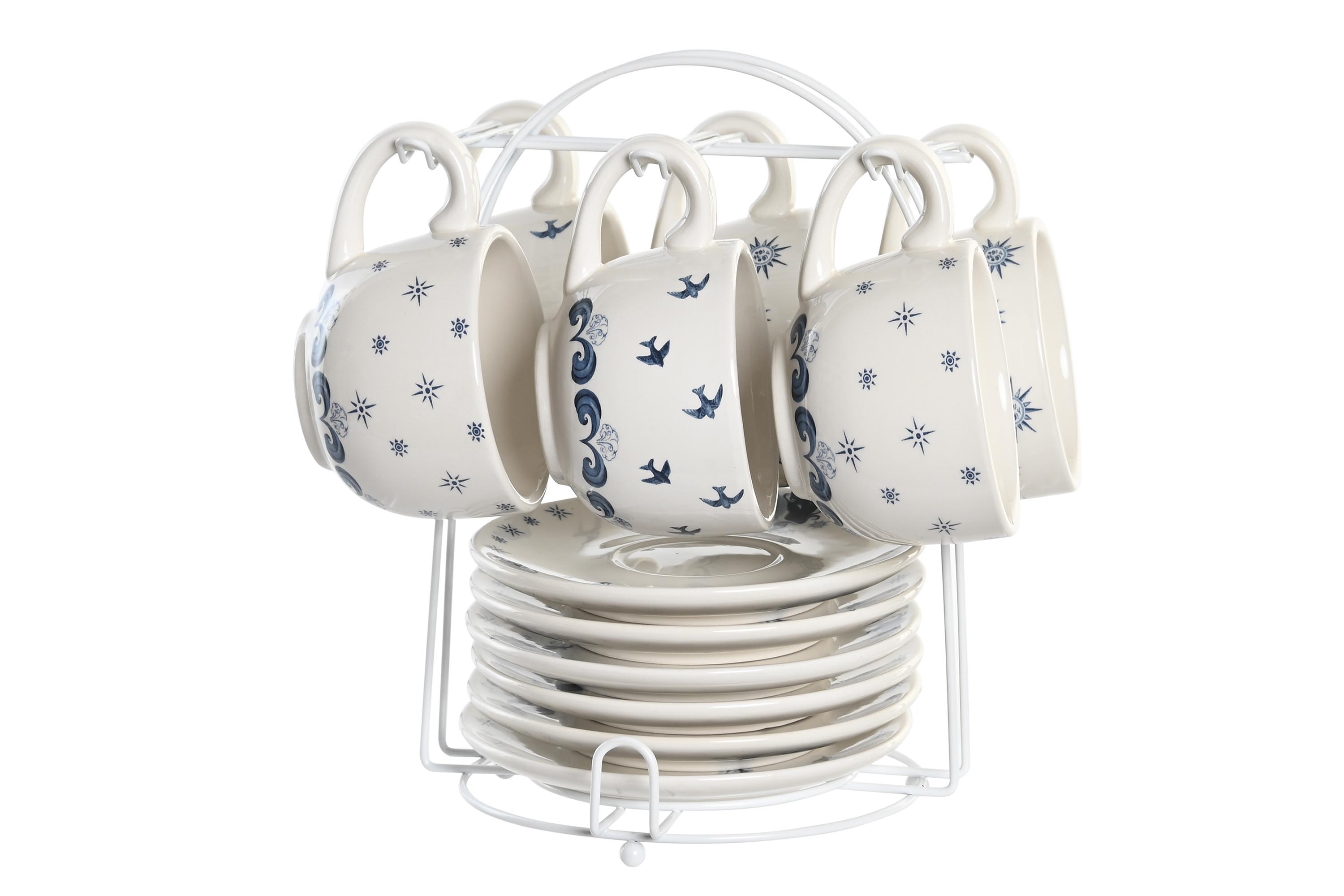 CAFE SET 6 DOLOMITE METAL 20X18X20 180 ML AZUL