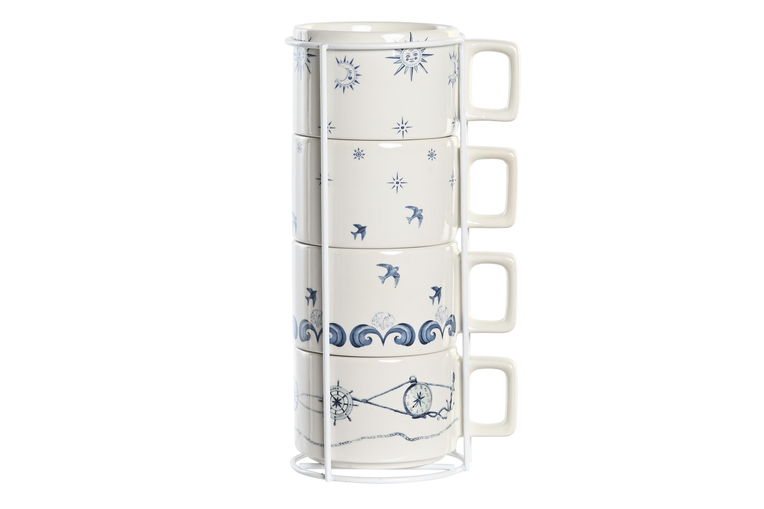 CAFE SET 4 DOLOMITE METAL 11X11X27 260 ML AZUL