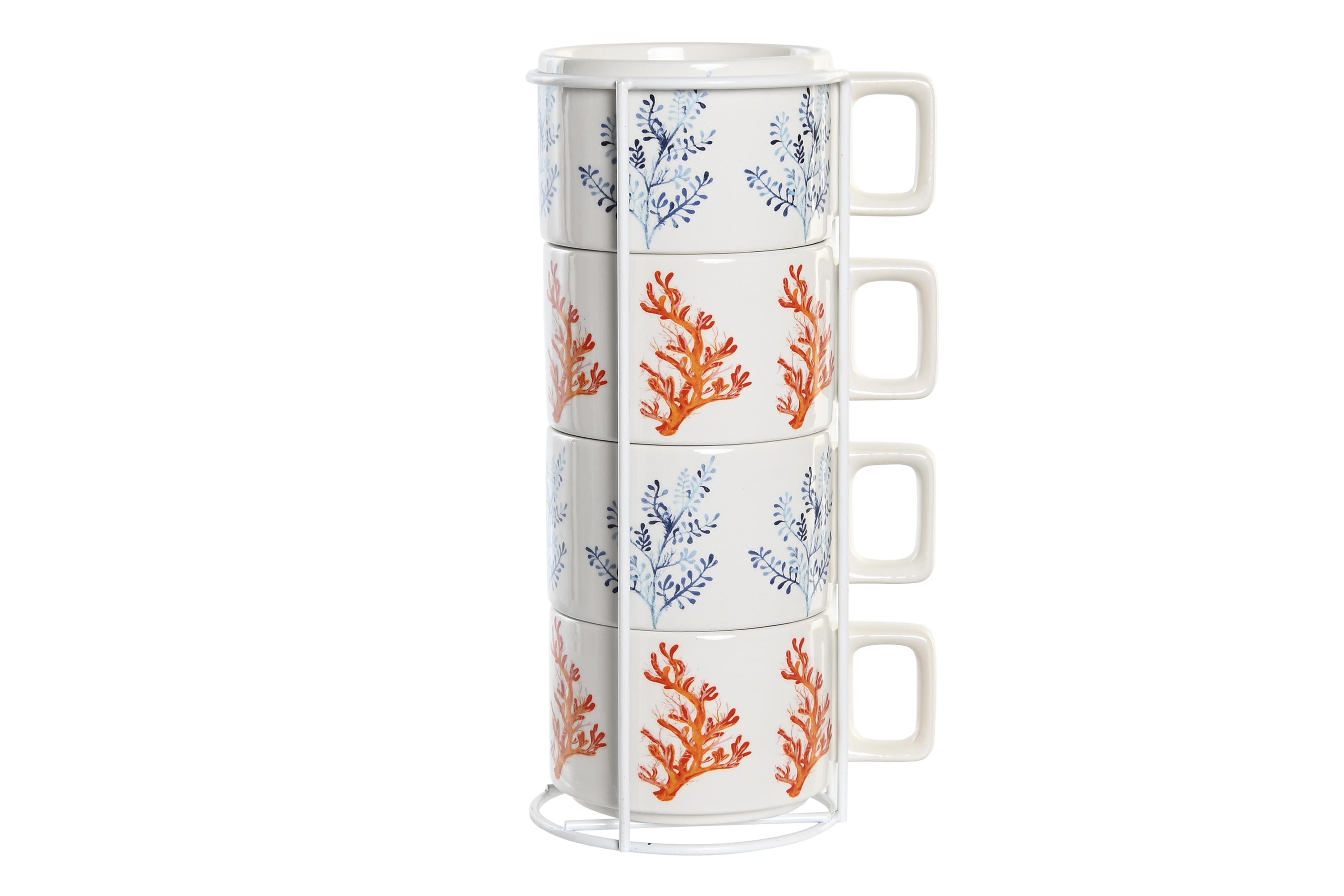 CAFE SET 4 DOLOMITE METAL 11X11X27 260 ML, CORAL