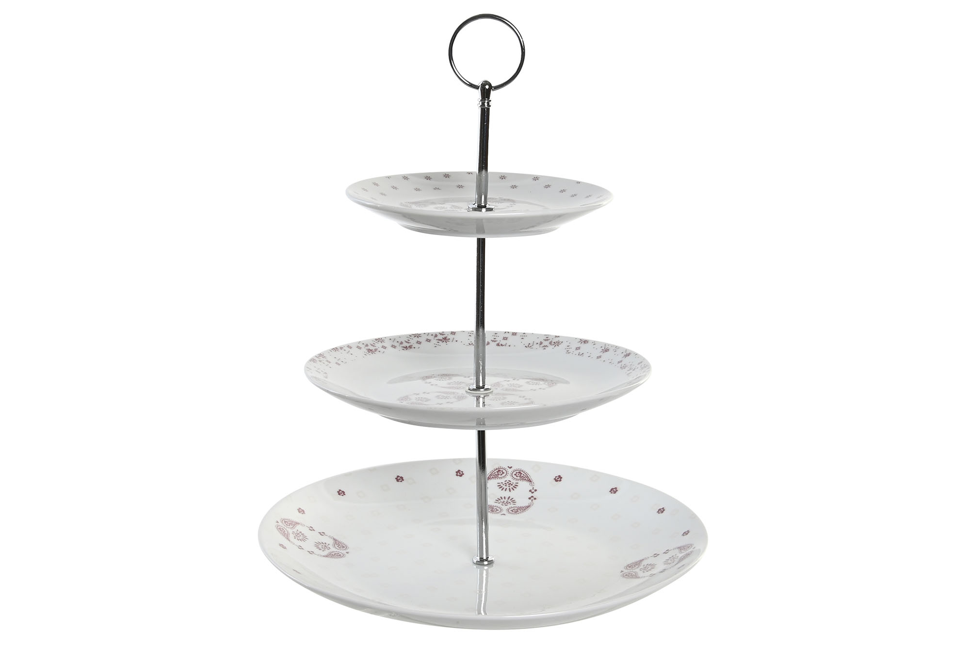 FRUTERO PORCELANA METAL 27X27X34 3PISOS ROSA