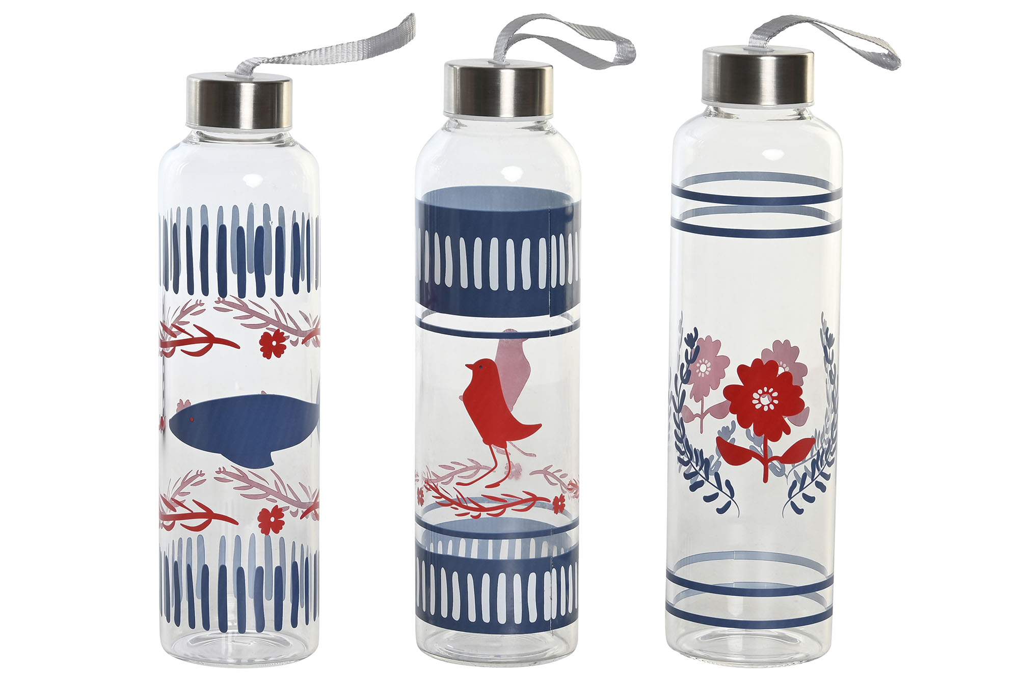 BOTELLA BOROSILICATO 6,5X6,5X23 550ML, 3 SURT.