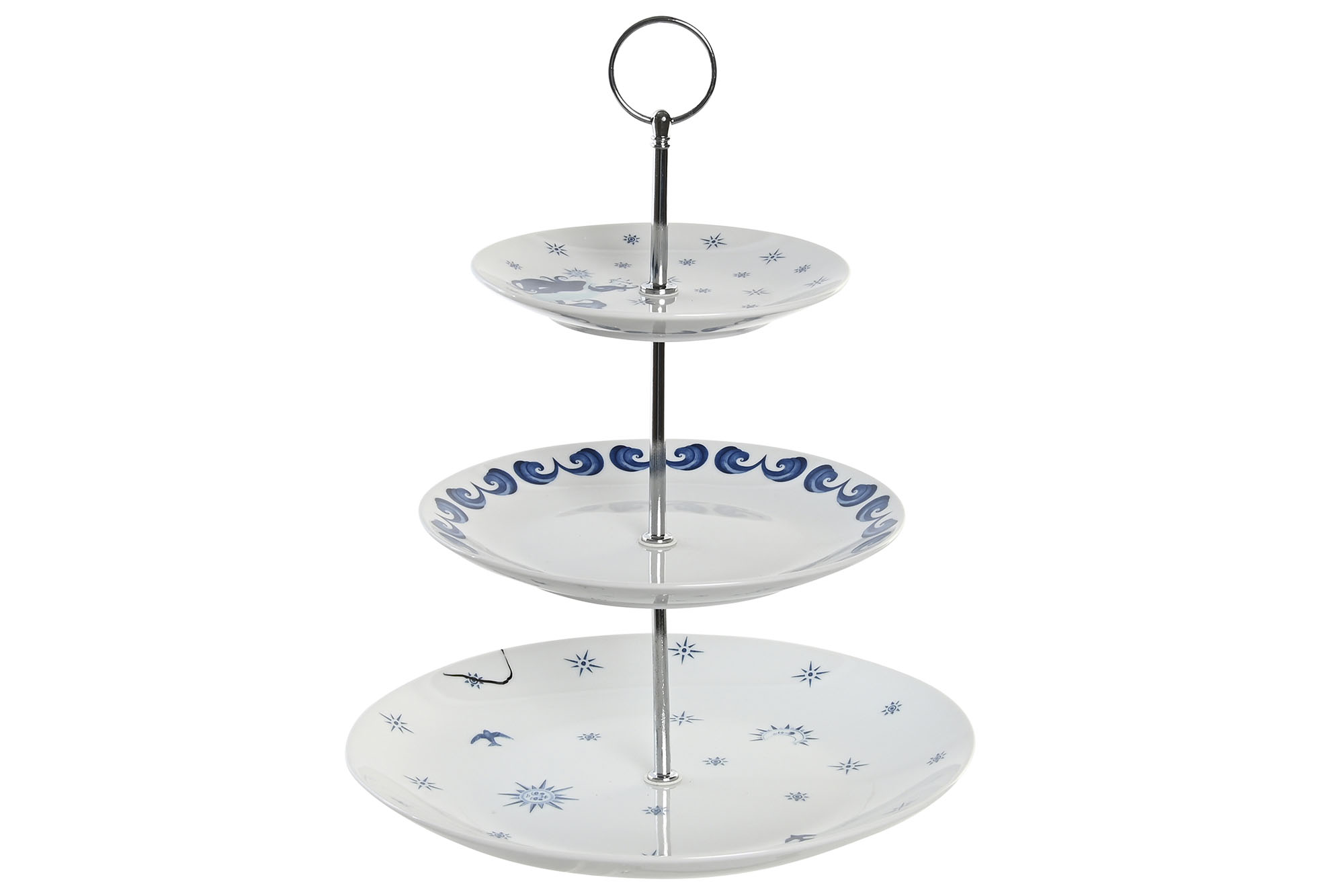 FRUTERO PORCELANA METAL 27X27X34 3PISOS AZUL