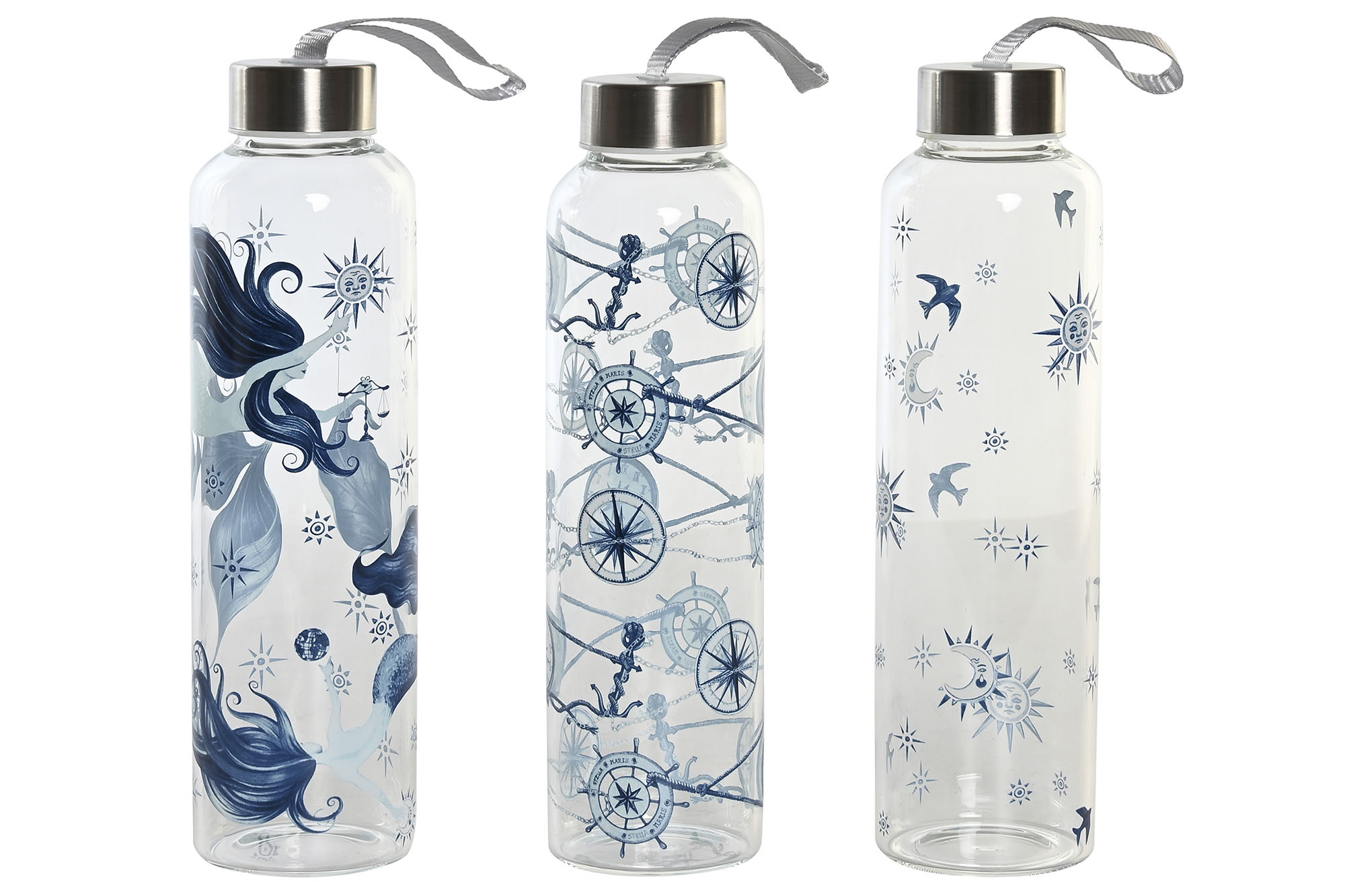 BOTELLA BOROSILICATO 6,5X6,5X23 550ML, 3 SURT.