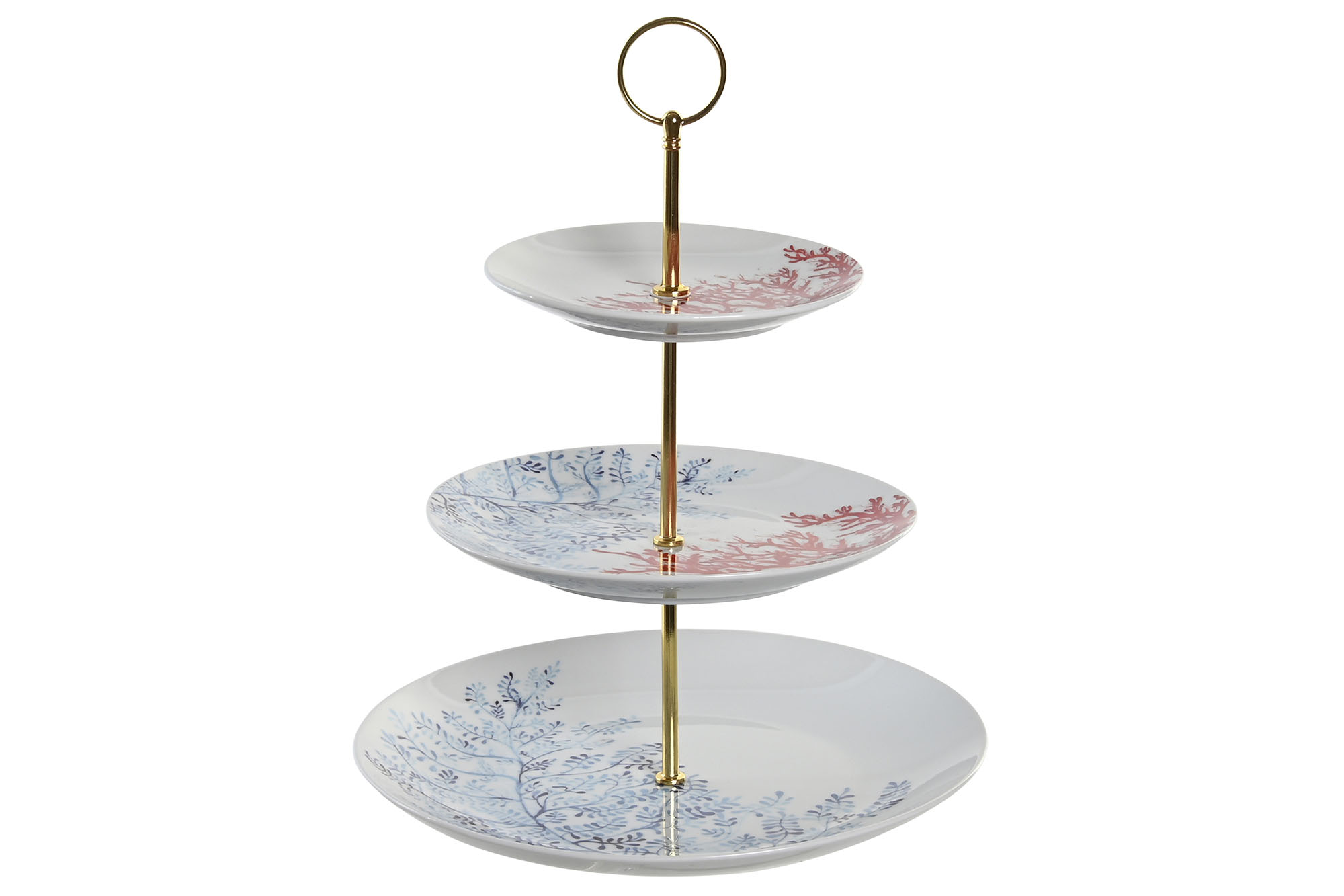 FRUTERO PORCELANA METAL 27X27X34 3PISOS CORAL AZUL