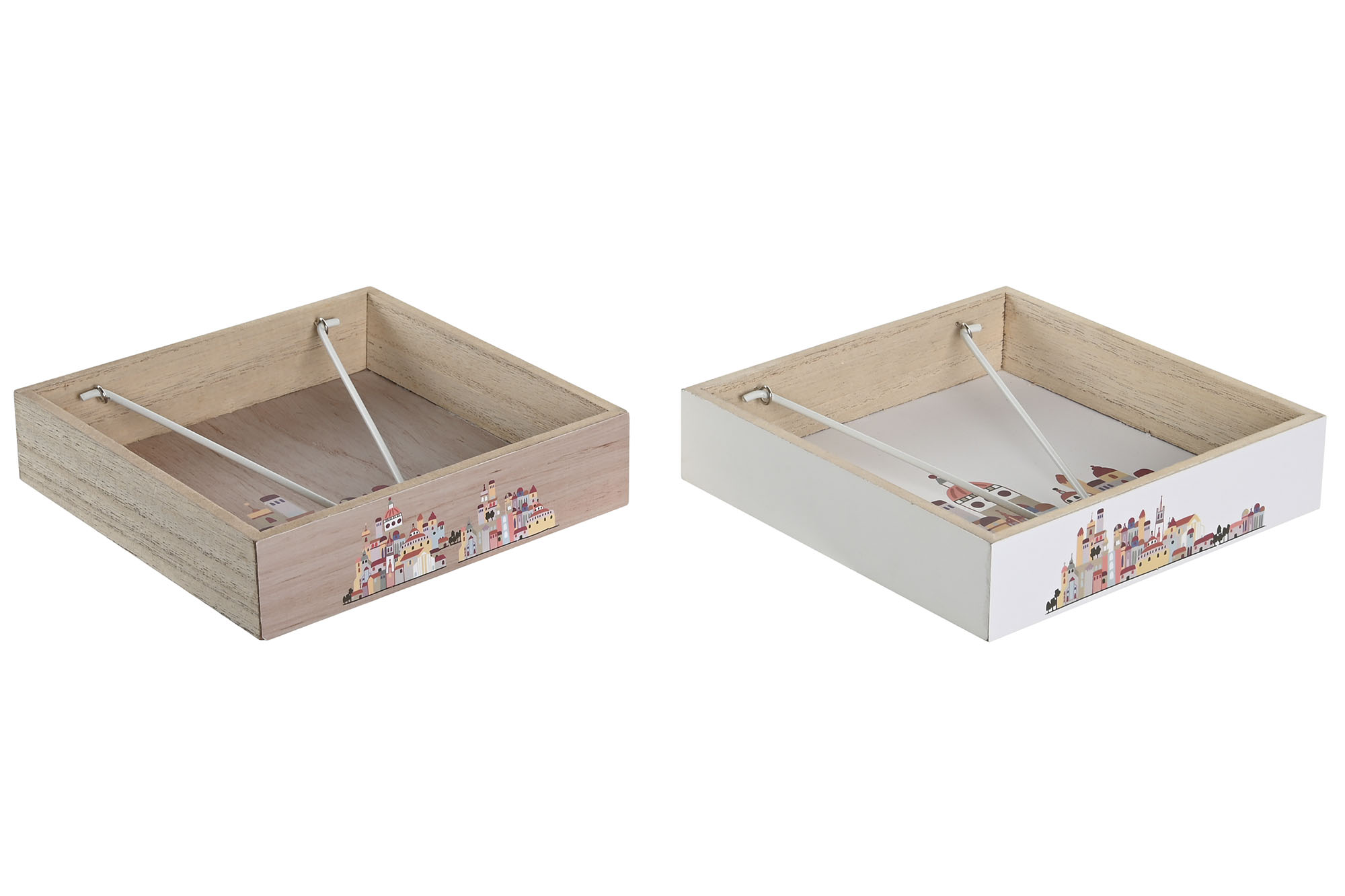 SERVILLETERO MDF METAL 18X18X4 CASITAS 2 SURT.