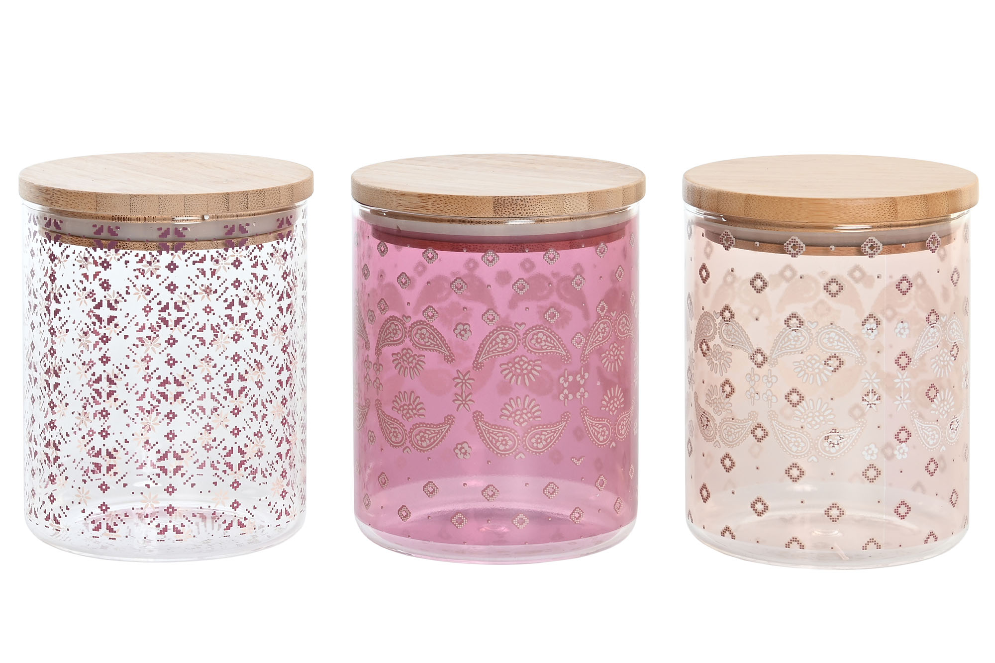 BOTE BOROSILICATO BAMBU 10X10X12,5 700 ML, 3 SURT.