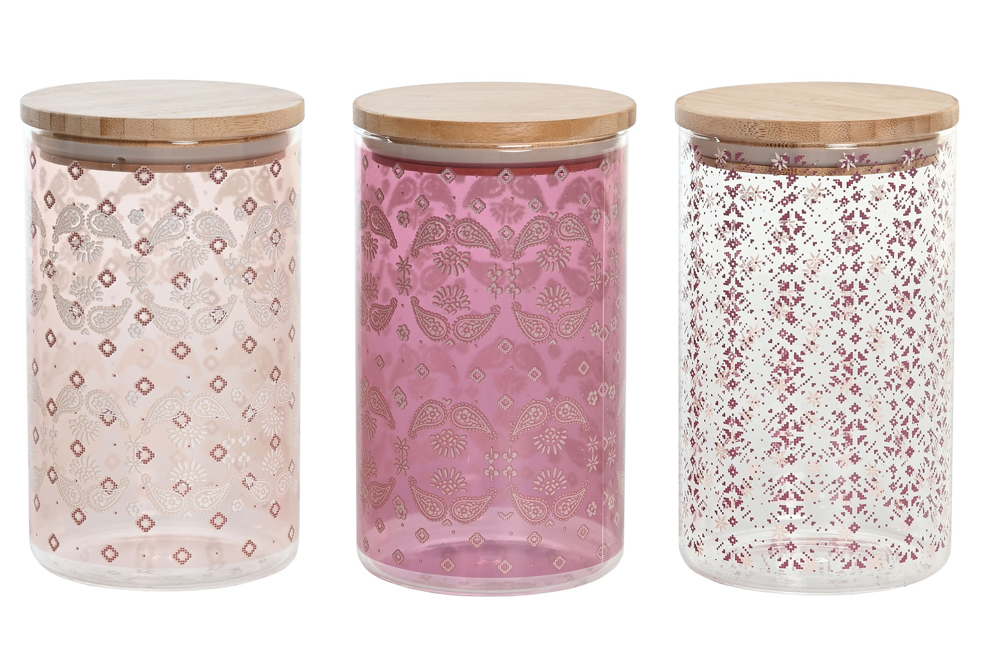 BOTE BOROSILICATO BAMBU 10X10X17 1L, 3 SURT.
