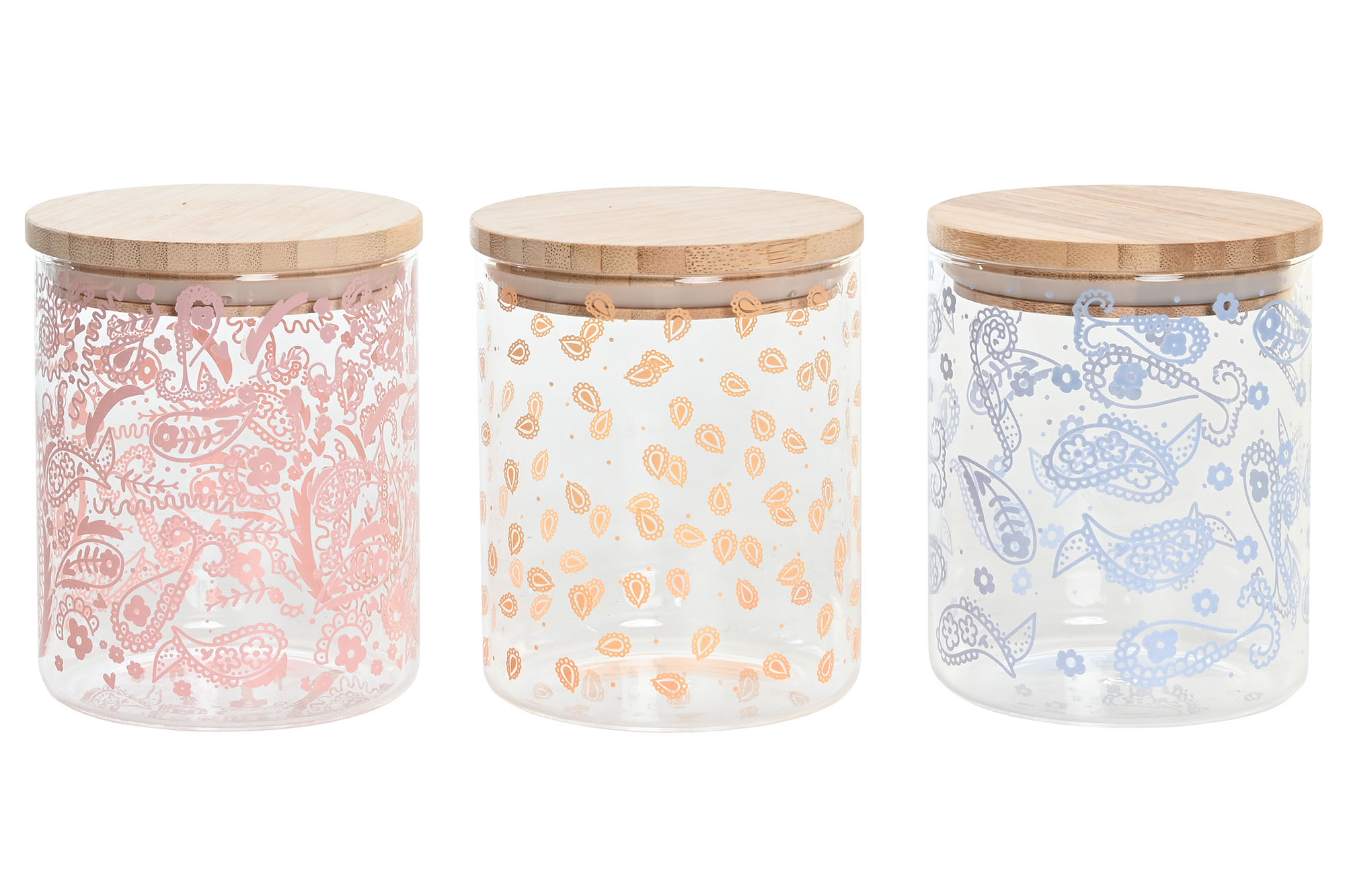 BOTE BOROSILICATO BAMBU 10X10X12,5 700 ML, 3 SURT.