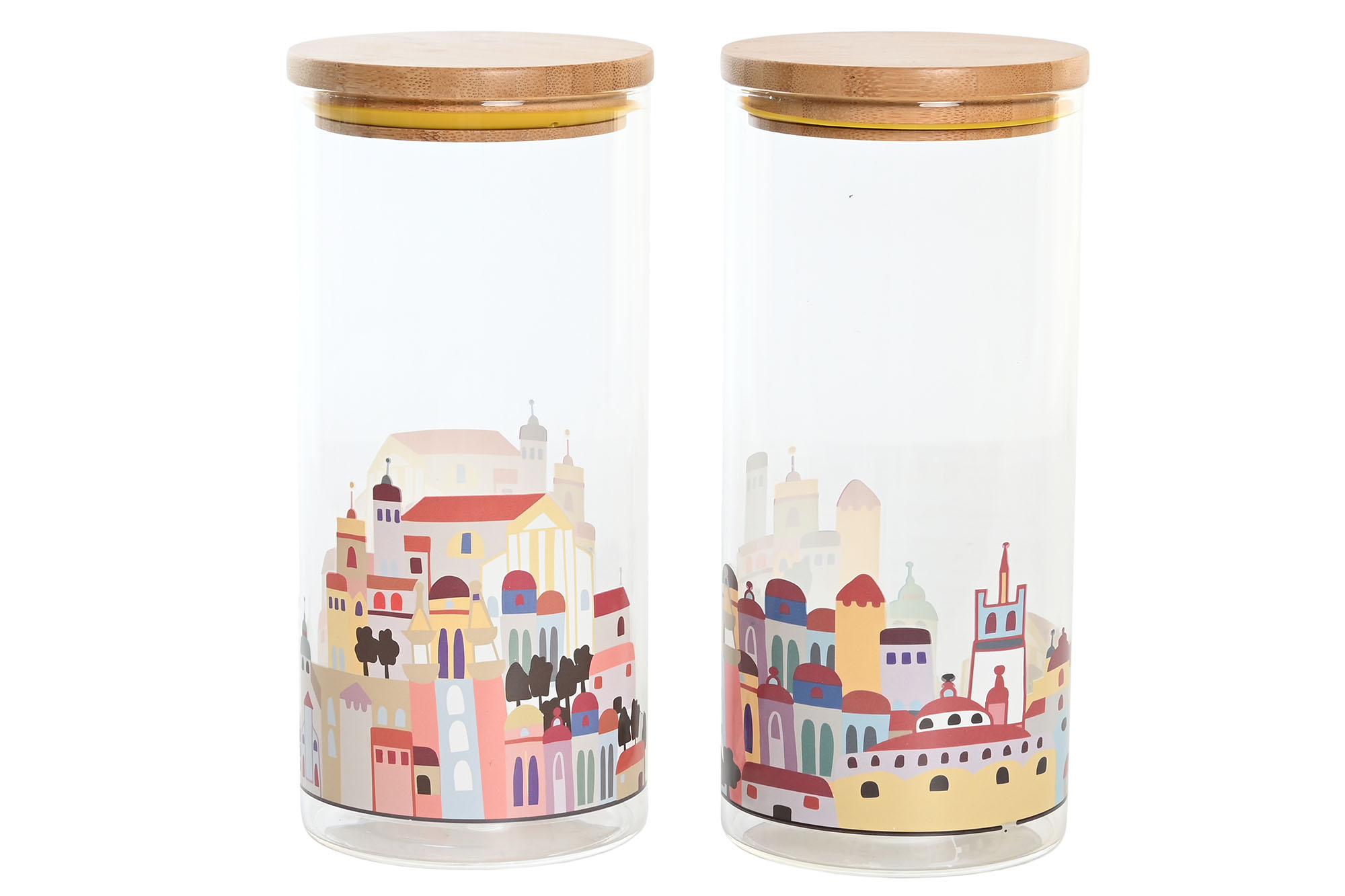BOTE BOROSILICATO 10X10X22 1400ML, CASITAS 2 SURT.