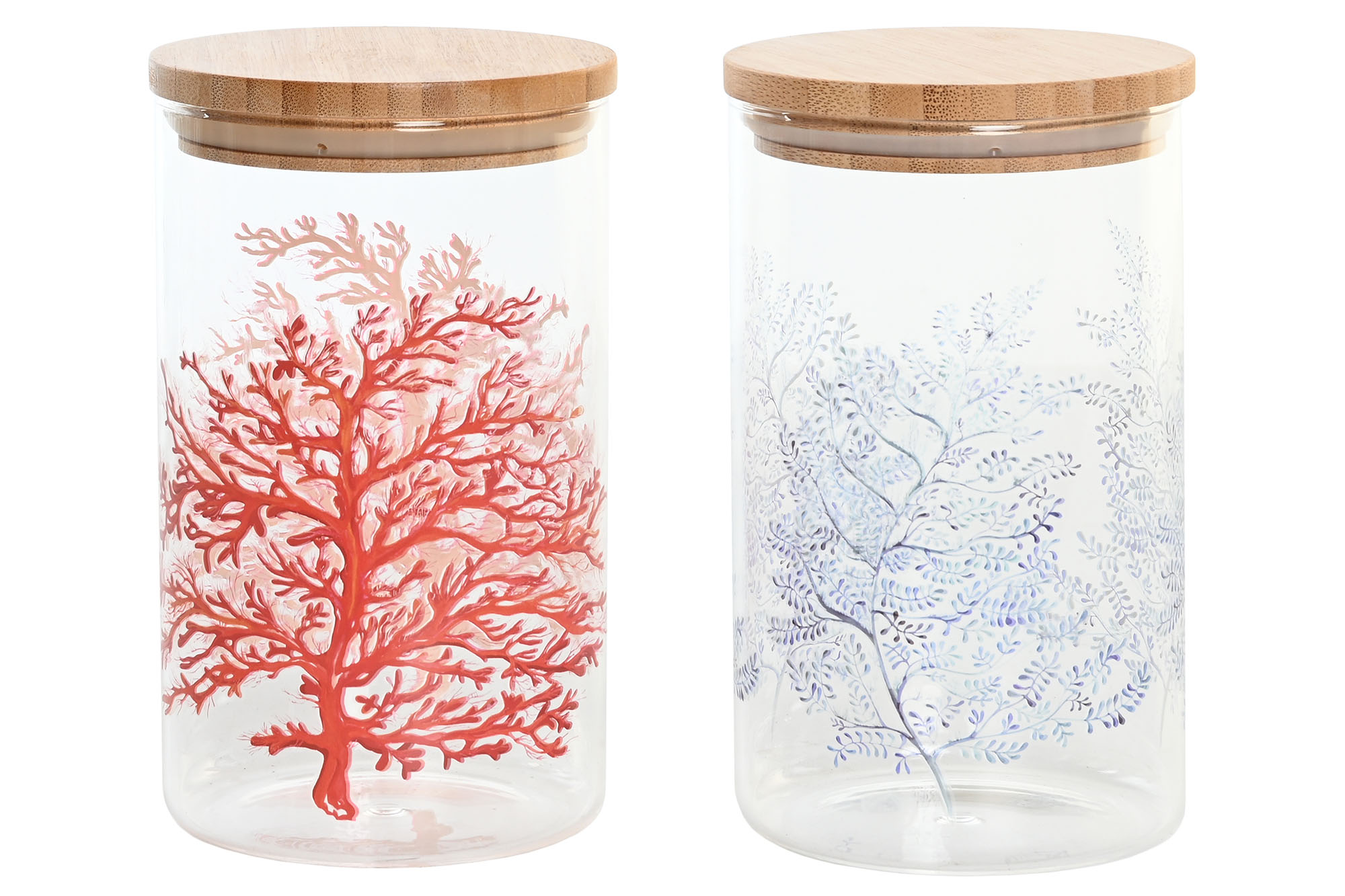 BOTE BOROSILICATO BAMBU 10X10X17 1L, CORAL 2 SURT.