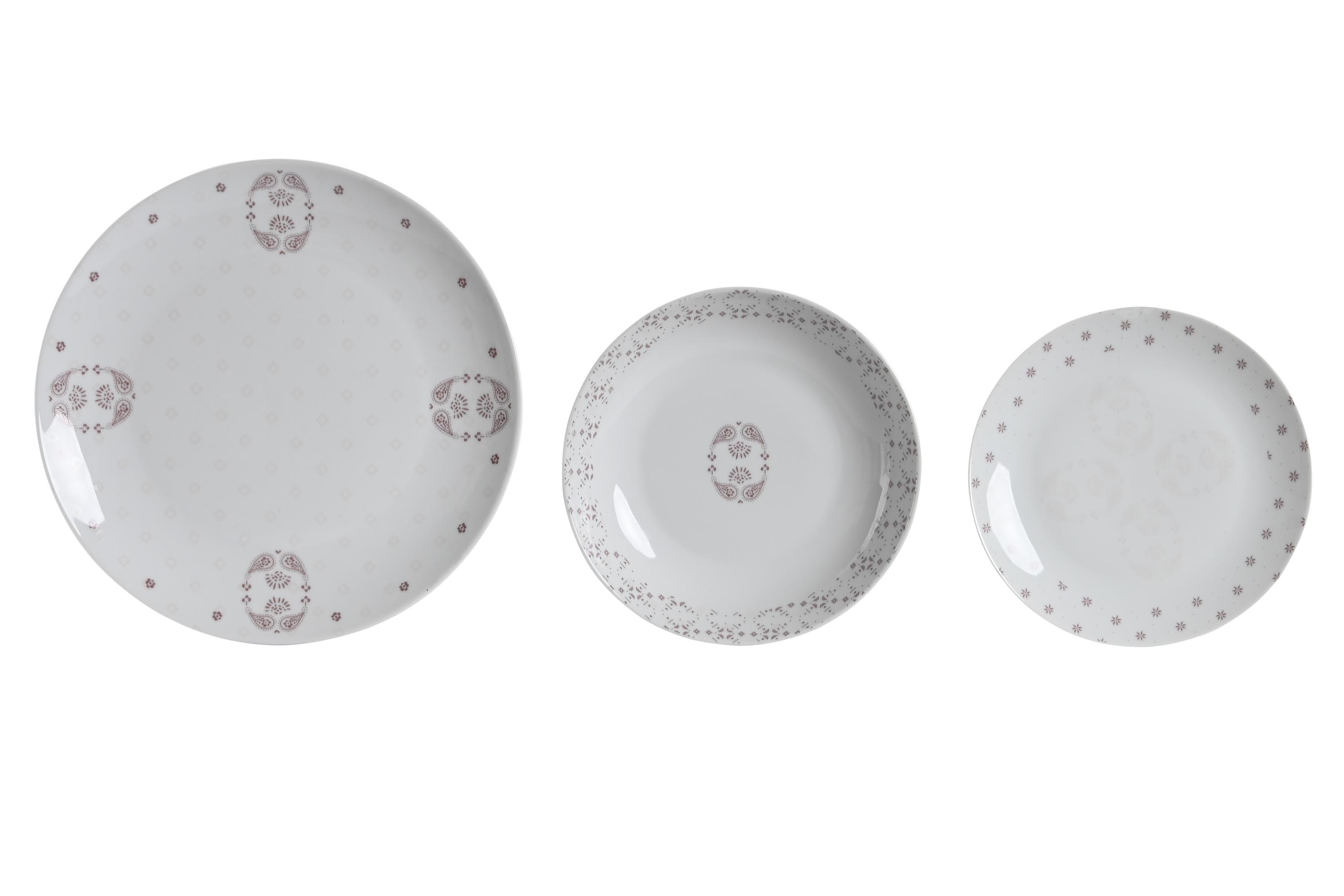 VAJILLA SET 18 PORCELANA 27X27X3 ROSA