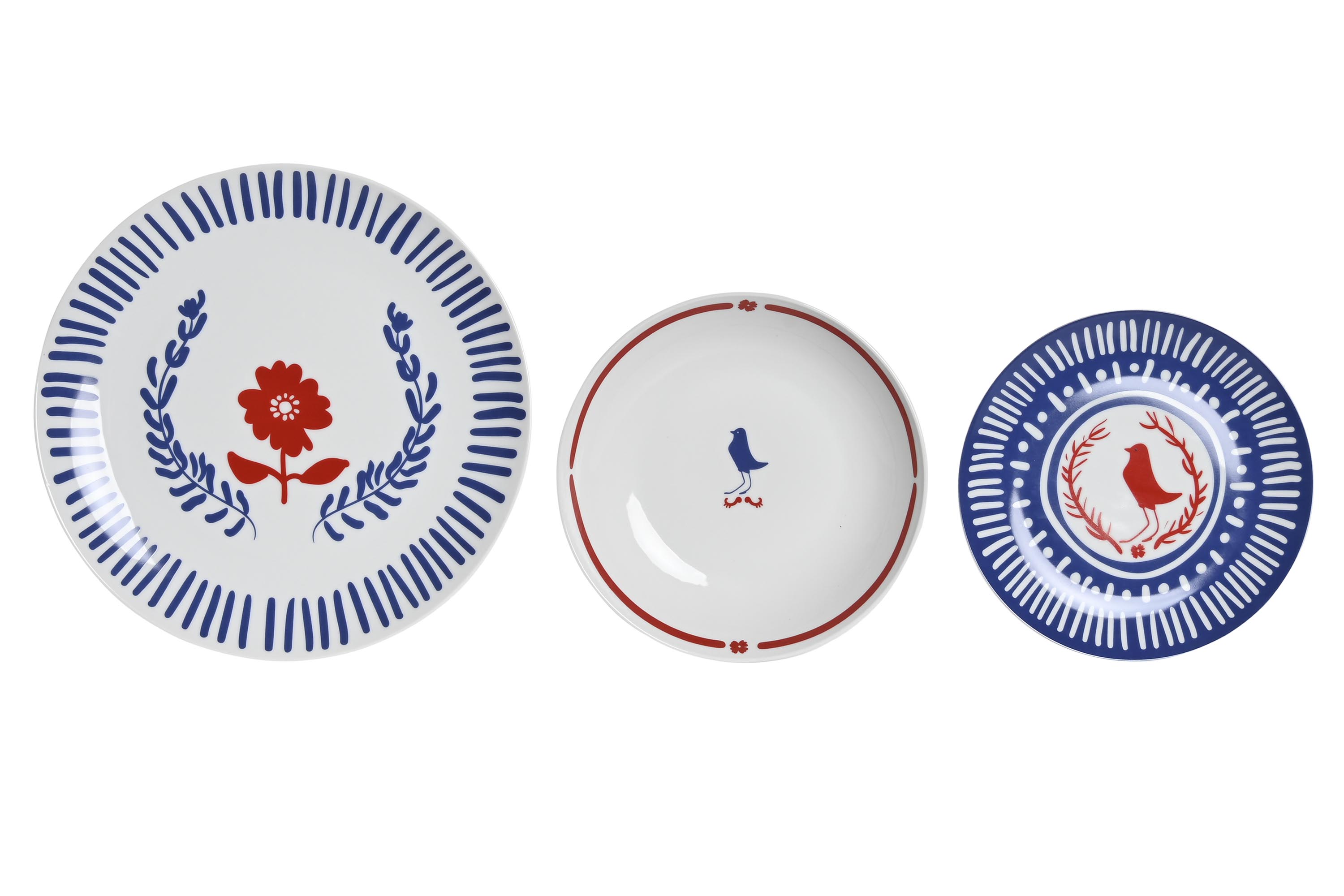 VAJILLA SET 18 PORCELANA 27X27X3 AZUL