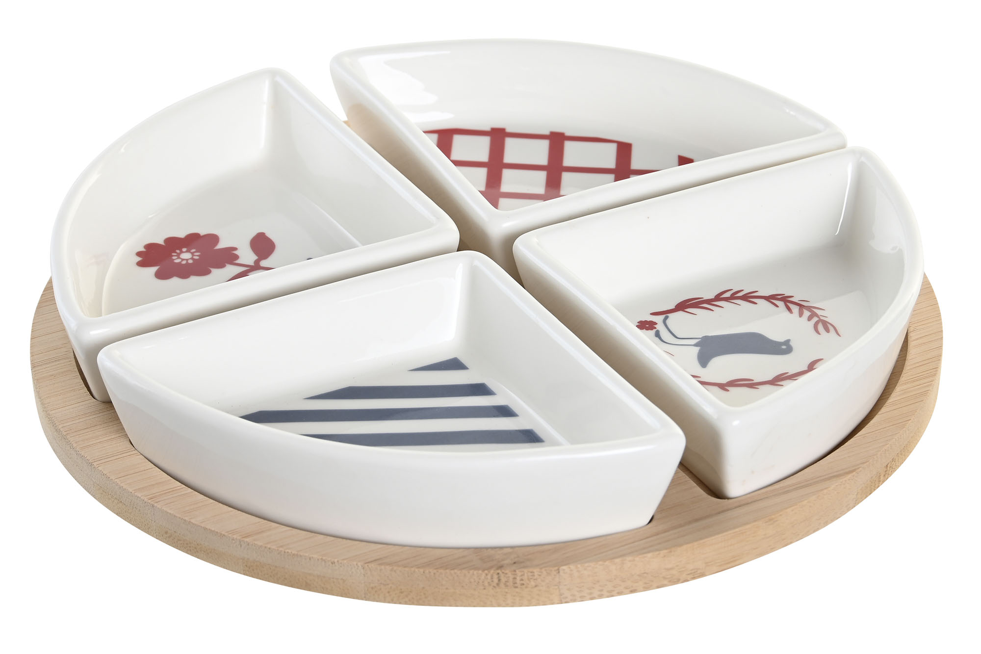 APERITIVO SET 5 GRES 21,5X21,5X1 BLUE RED BIRD