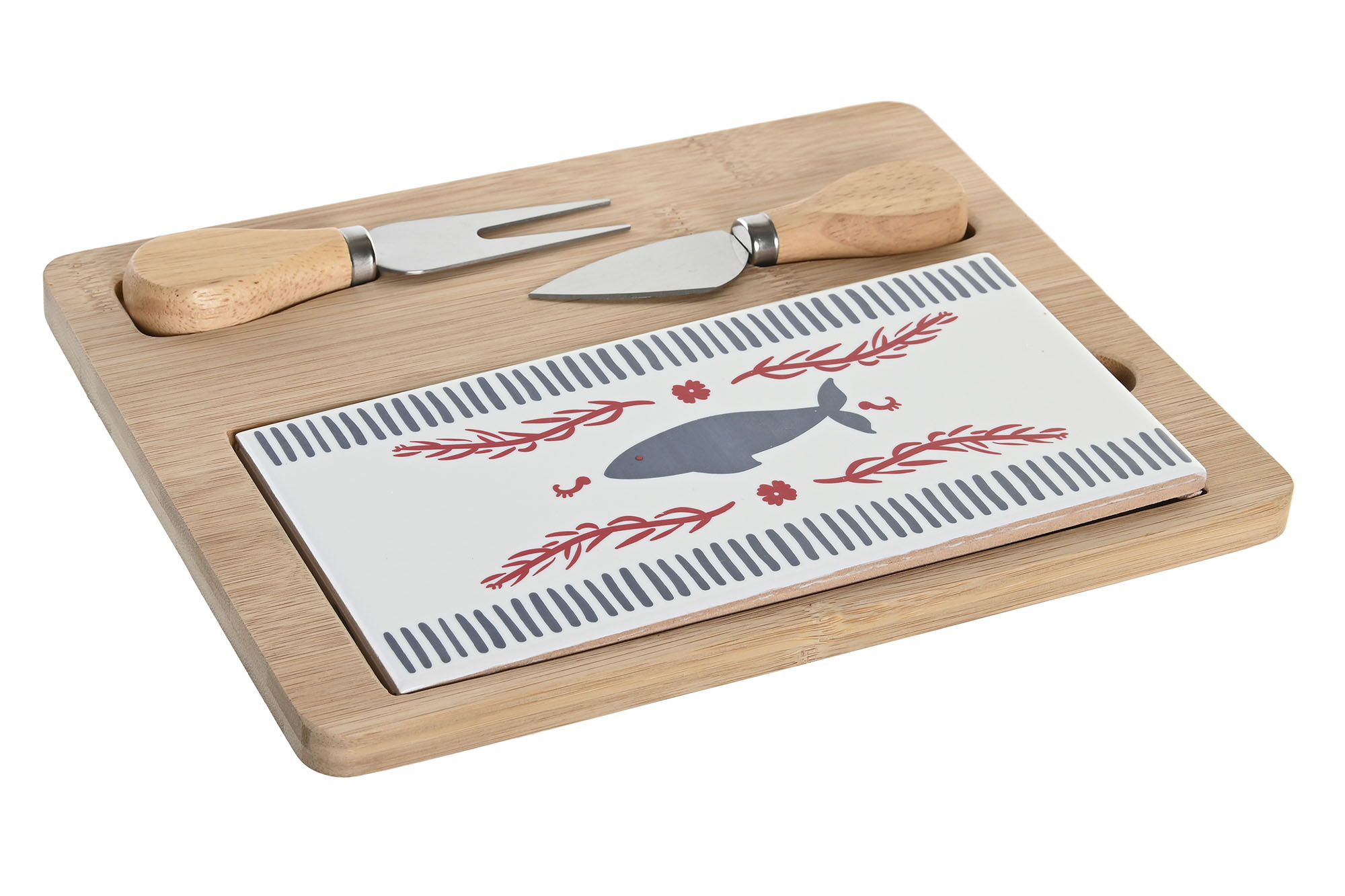 TABLA APERITIVO SET 4 BAMBU 24,5X20X1,2 BLUE RED B