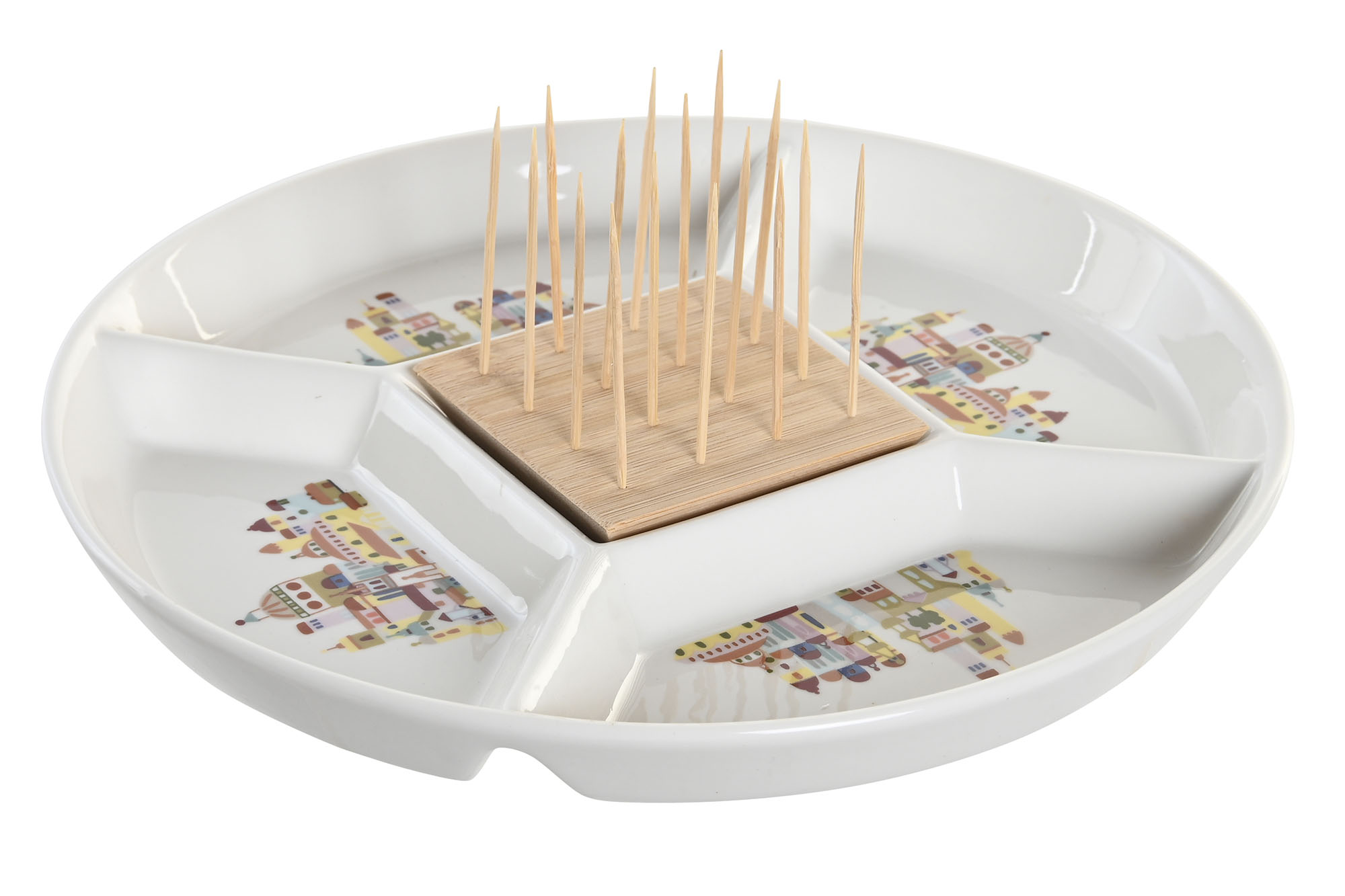 APERITIVO GRES BAMBU 23,5X23,5X7 CASITAS AZUL