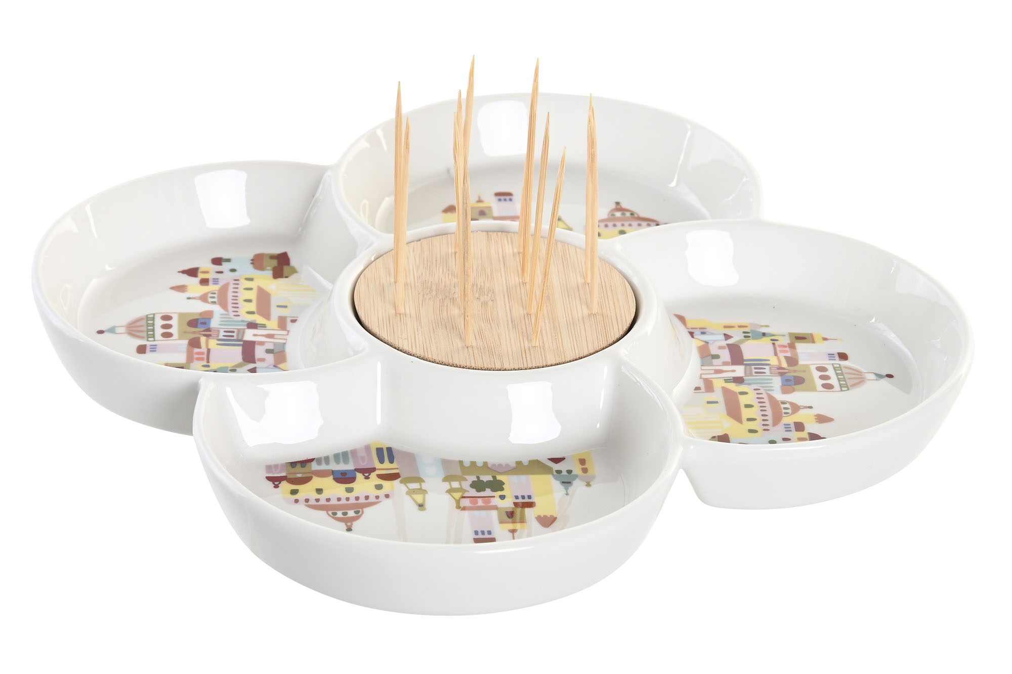 APERITIVO GRES BAMBU 22X22X7 CASITAS AZUL