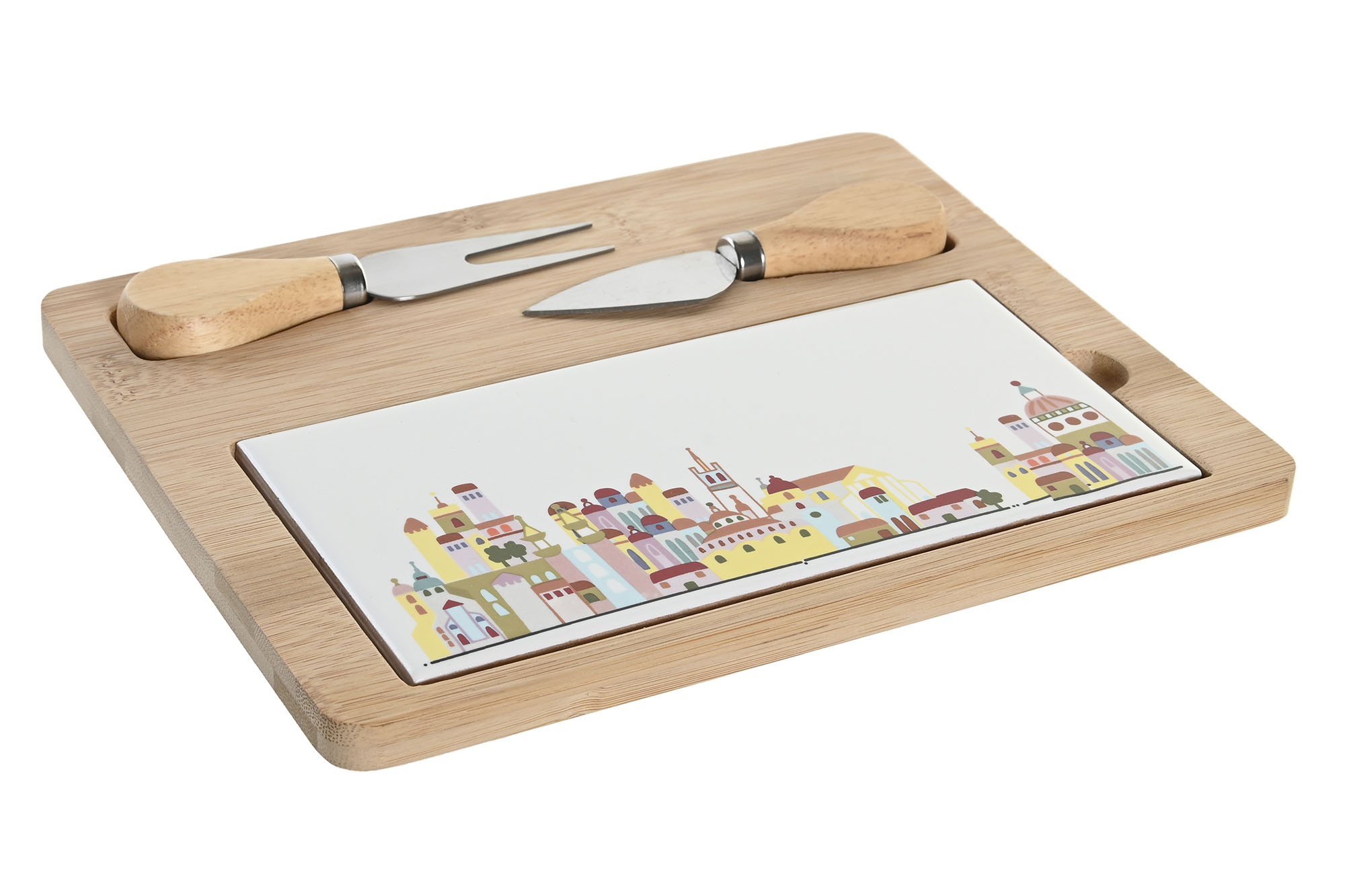TABLA APERITIVO SET 4 BAMBU 24,5X20X1,2 CASITAS