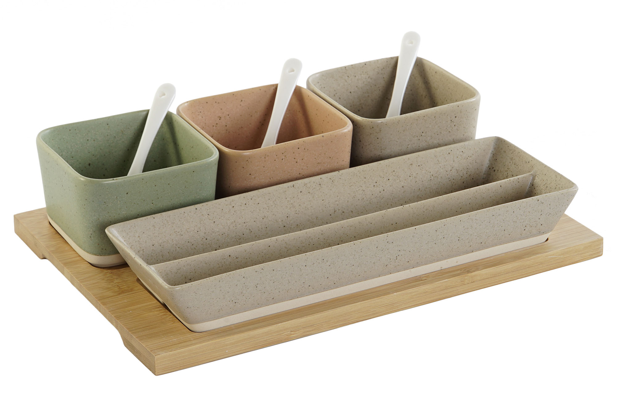 APERITIVO SET 8 PORCELANA BAMBU 26X9X4 MULTICOLOR