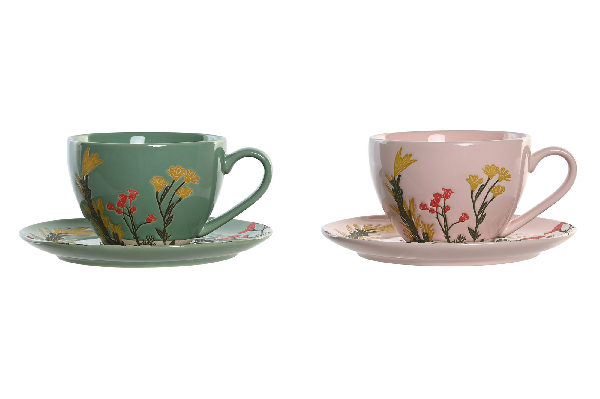 TAZA SET PLATO GRES 12X12X6 150ML FLORAL 2 SURT.